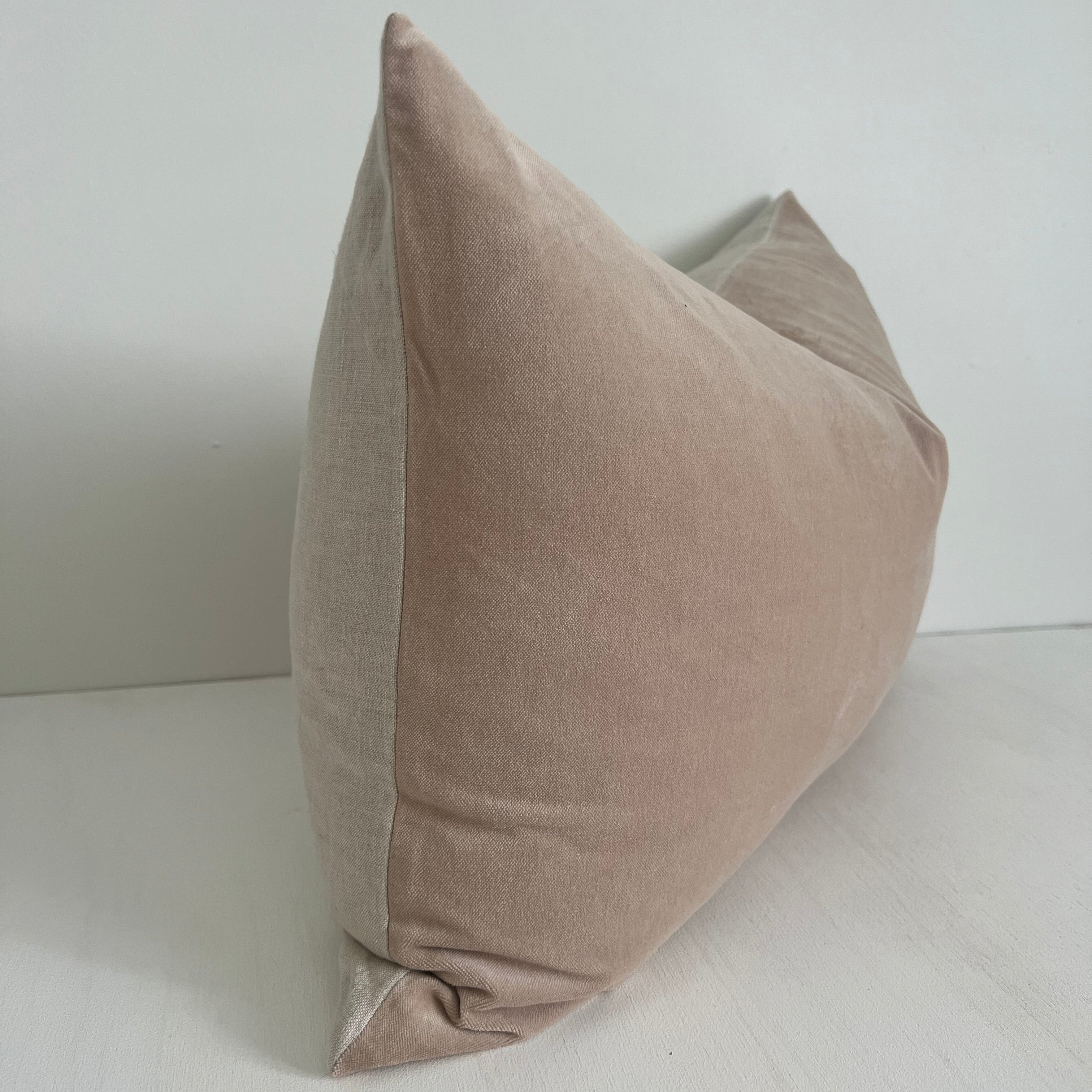 Issy Velvet Linen Rectangle Cushion - Sand - Bulimba Home