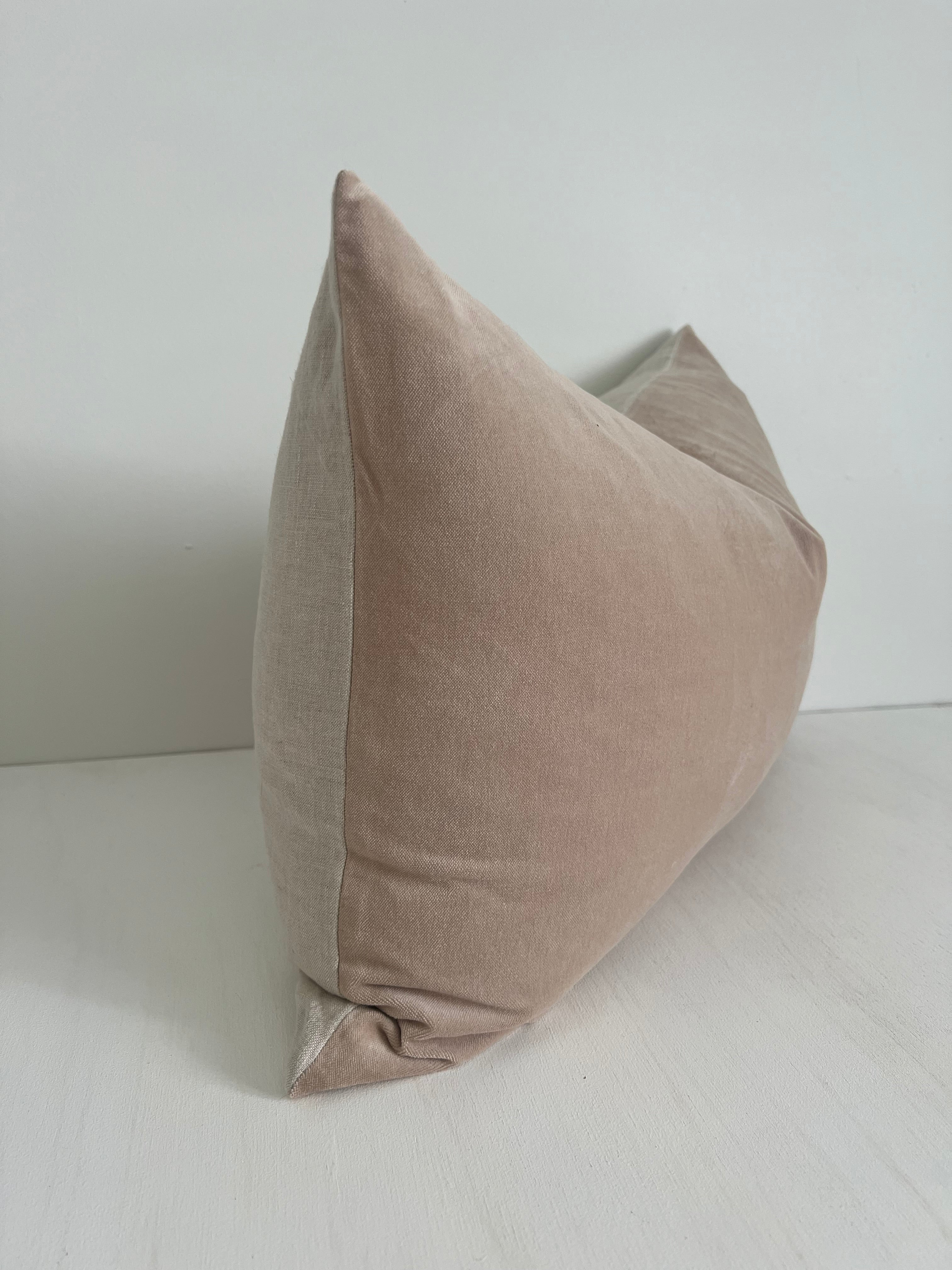 Issy Velvet Linen Rectangle Cushion - Sand - Bulimba Home