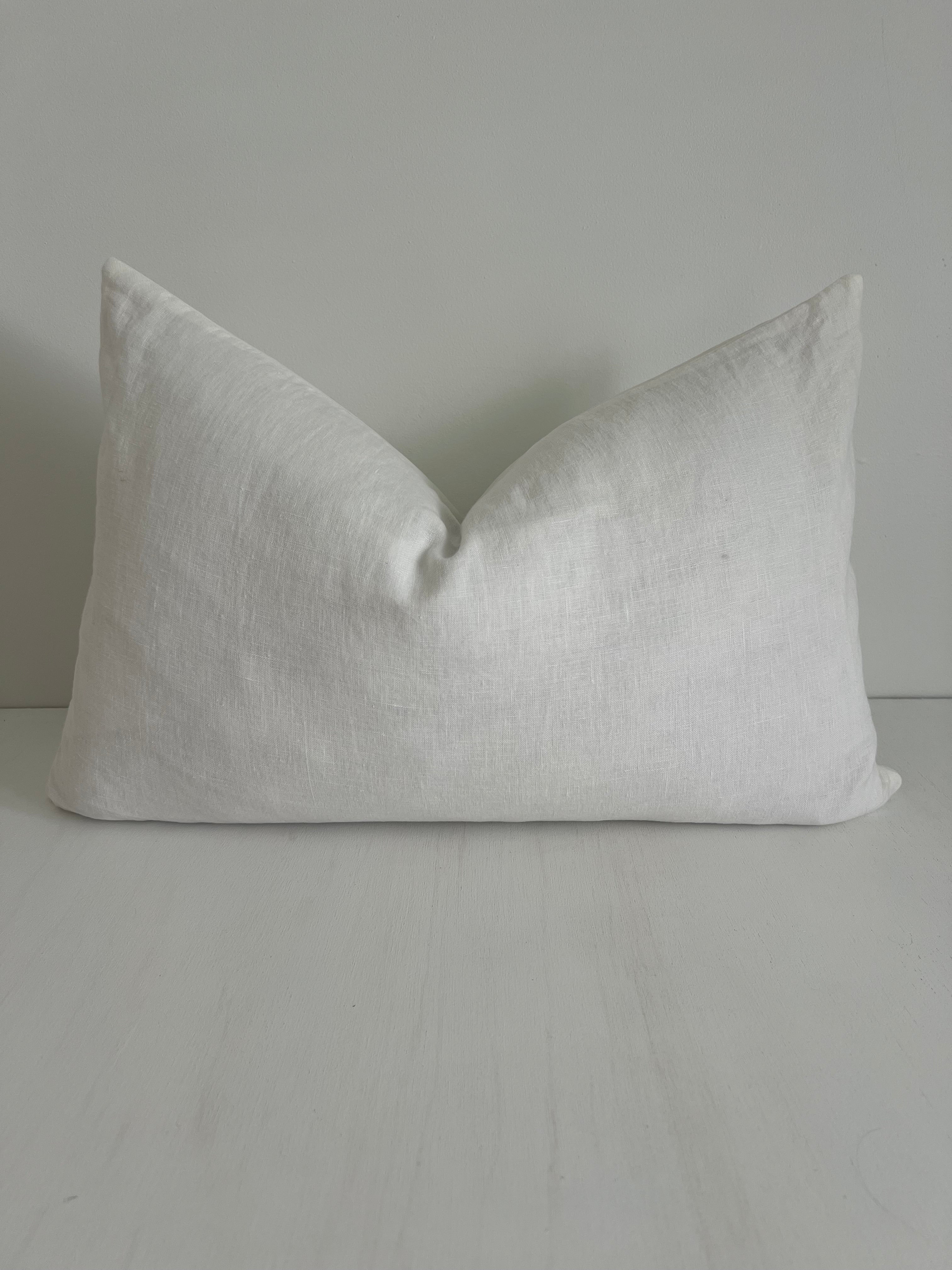 Issy Velvet Linen Rectangle Cushion - White - Bulimba Home