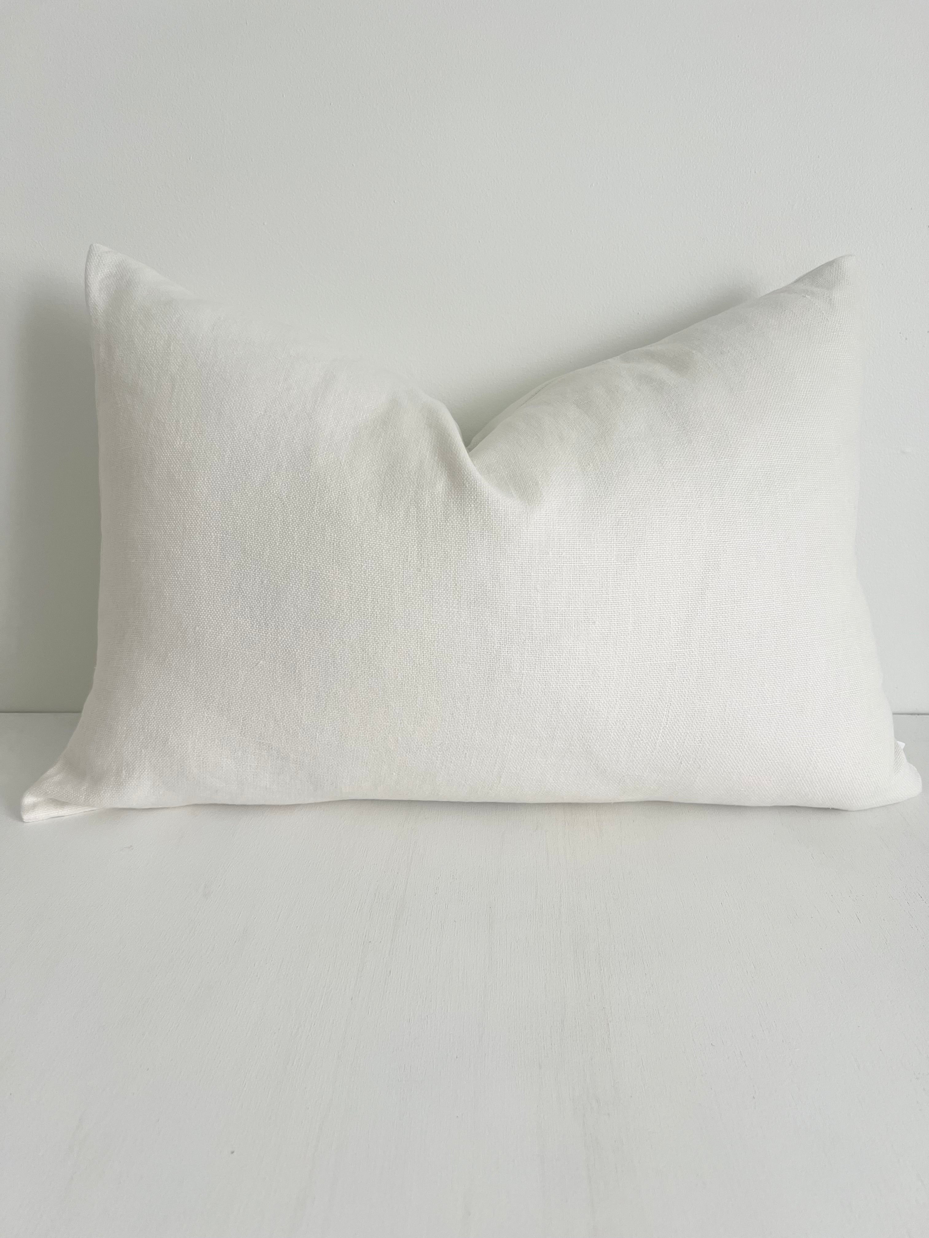 May White Heavy Linen Rectangle Cushion - Bulimba Home