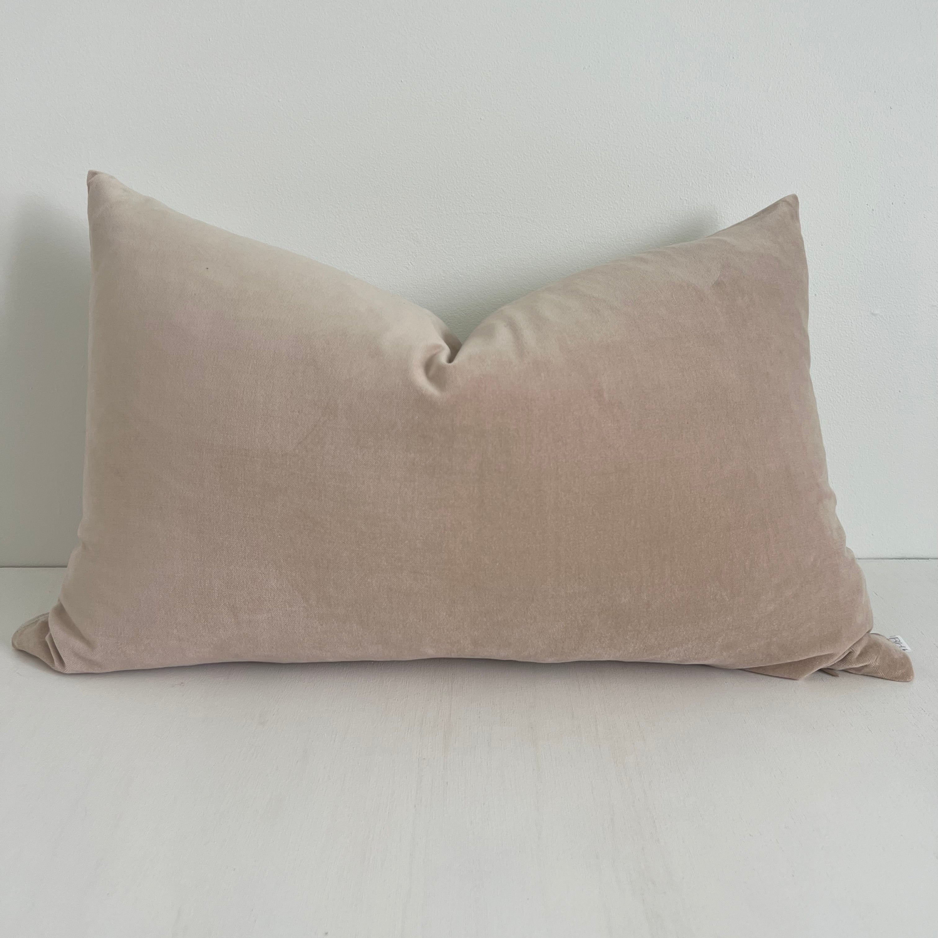 Issy Velvet Linen Rectangle Cushion - Sand - Bulimba Home