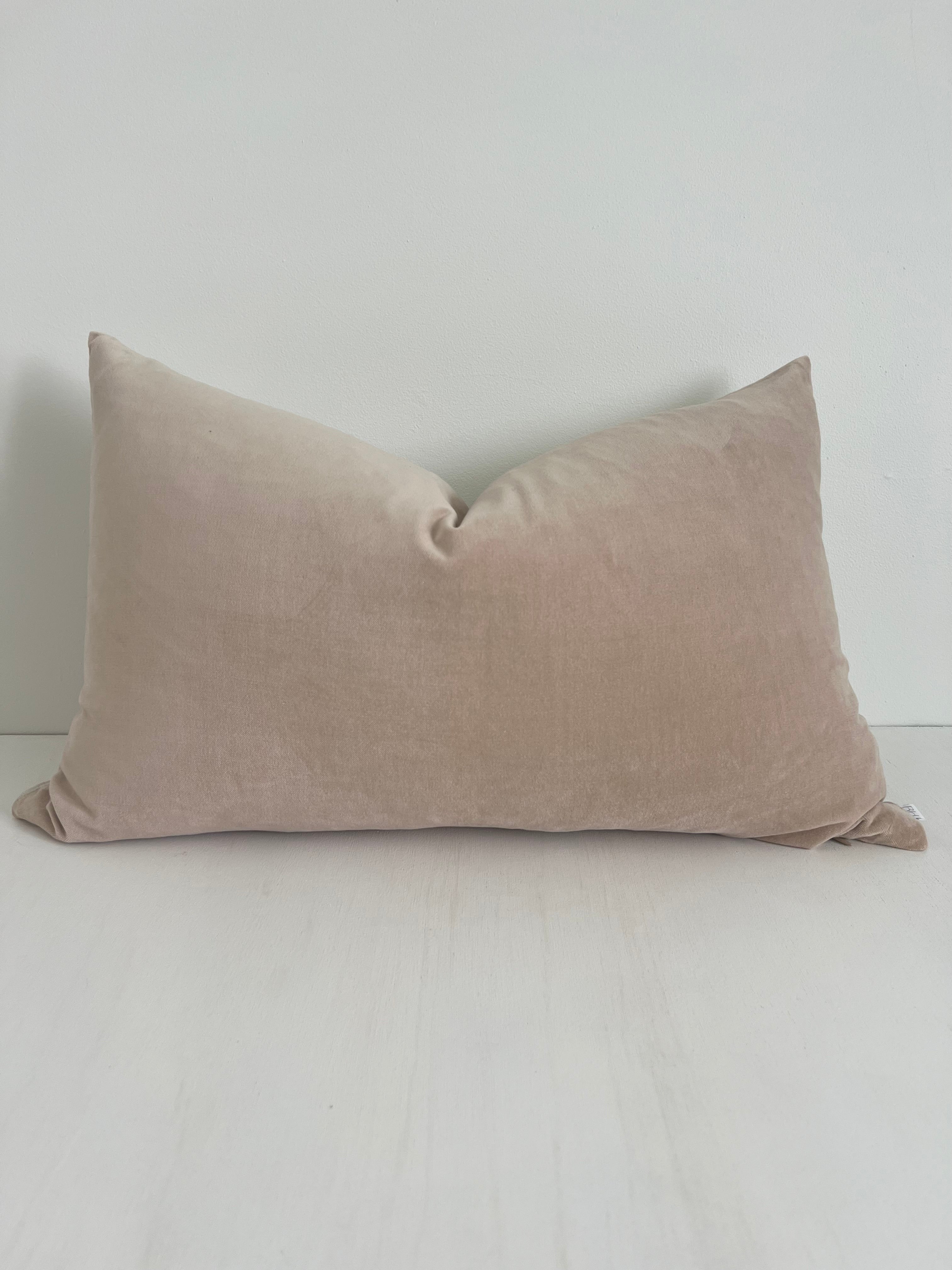Issy Velvet Linen Rectangle Cushion - Sand - Bulimba Home