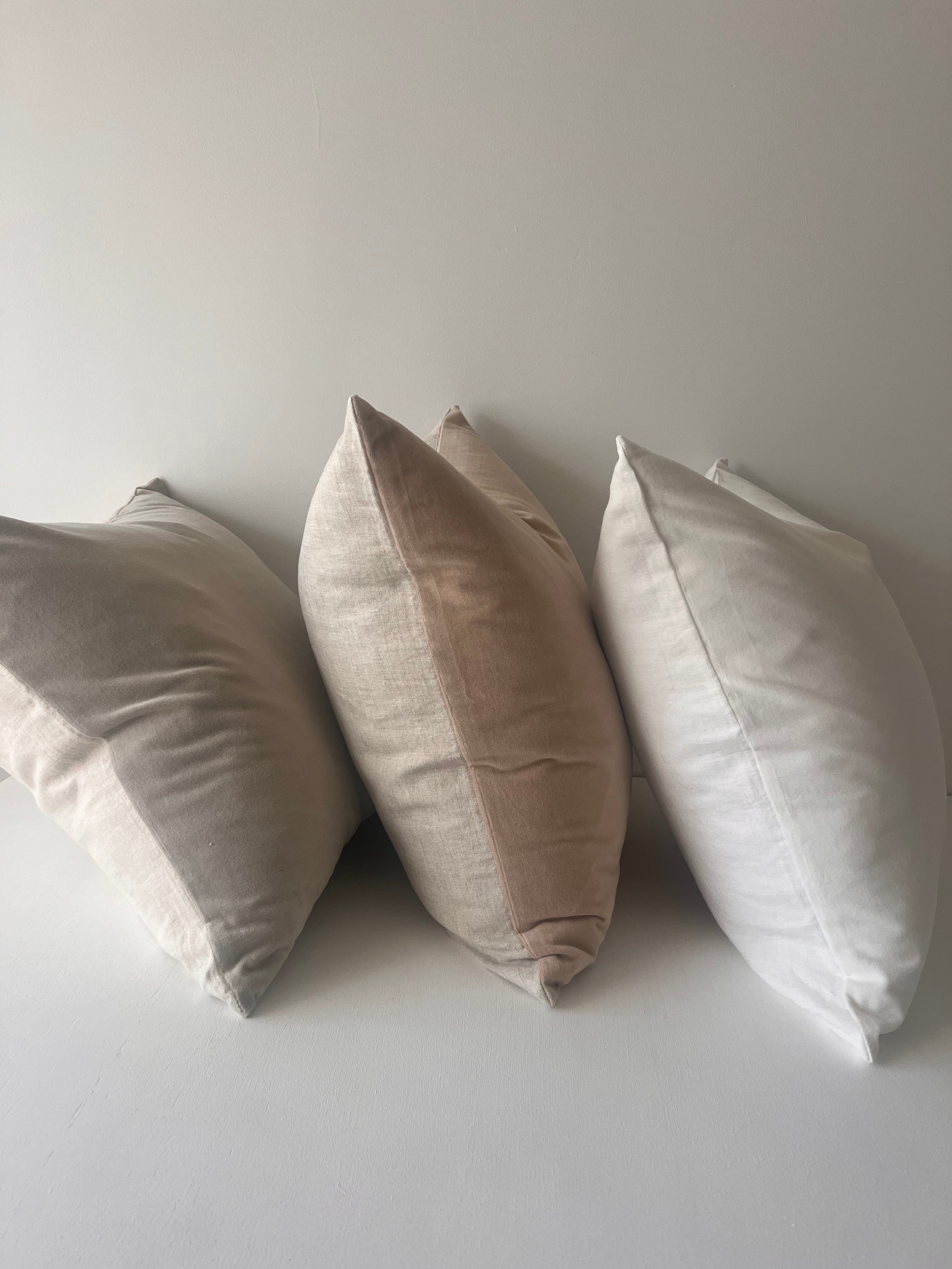 Issy Velvet Linen Cushion - Sand - Bulimba Home