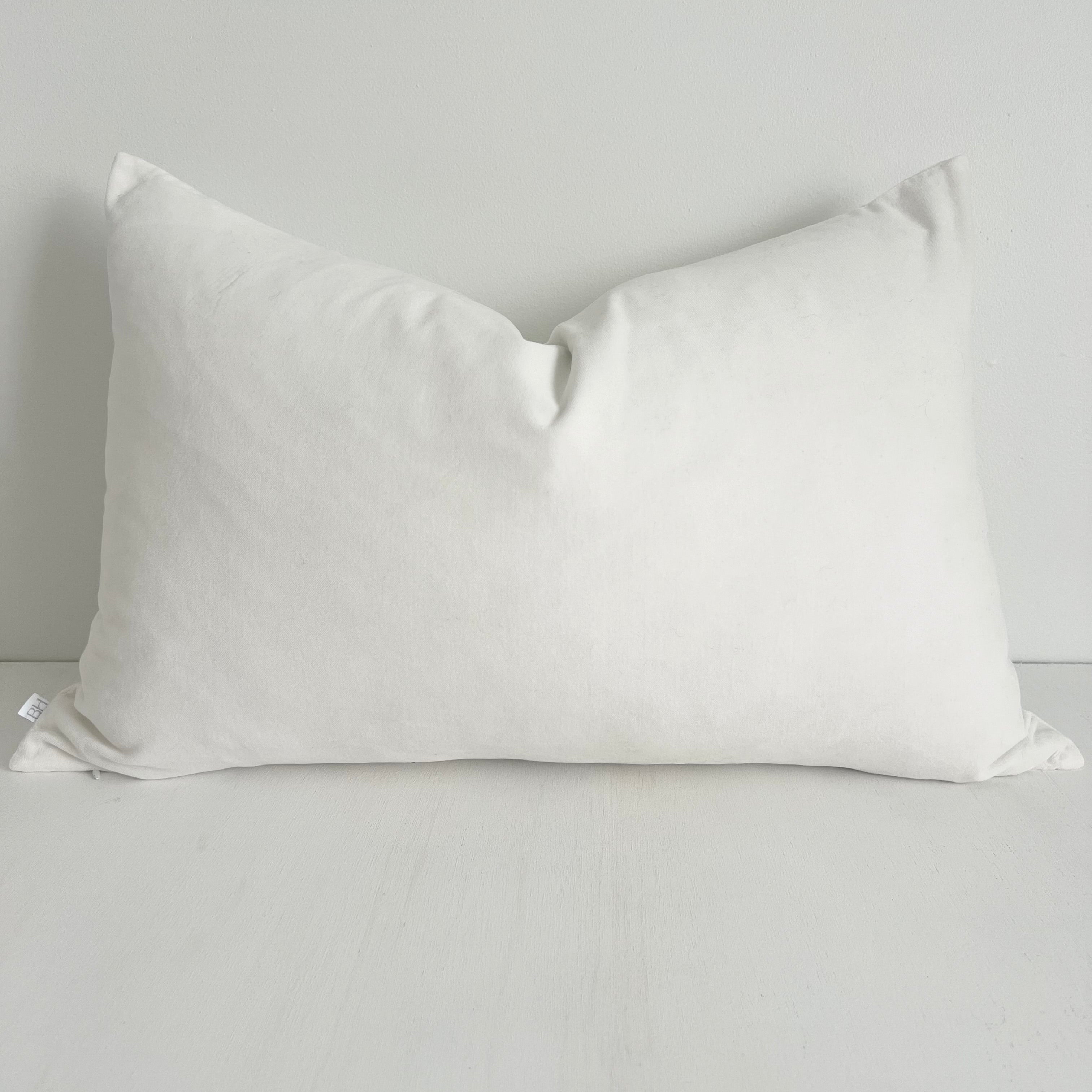 Issy Velvet Linen Rectangle Cushion - White - Bulimba Home