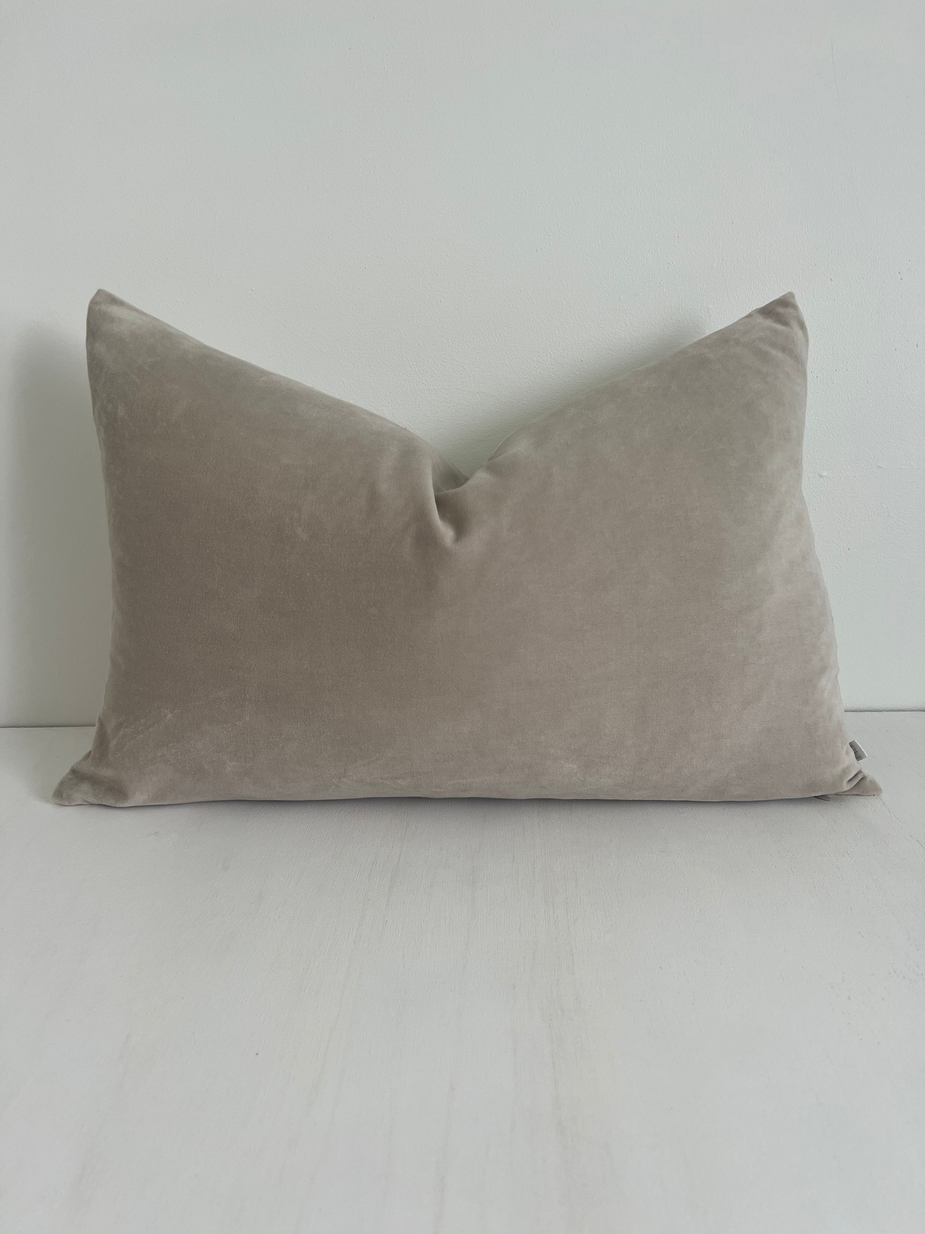 Issy Velvet Linen Rectangle Cushion - Dove Grey - Bulimba Home