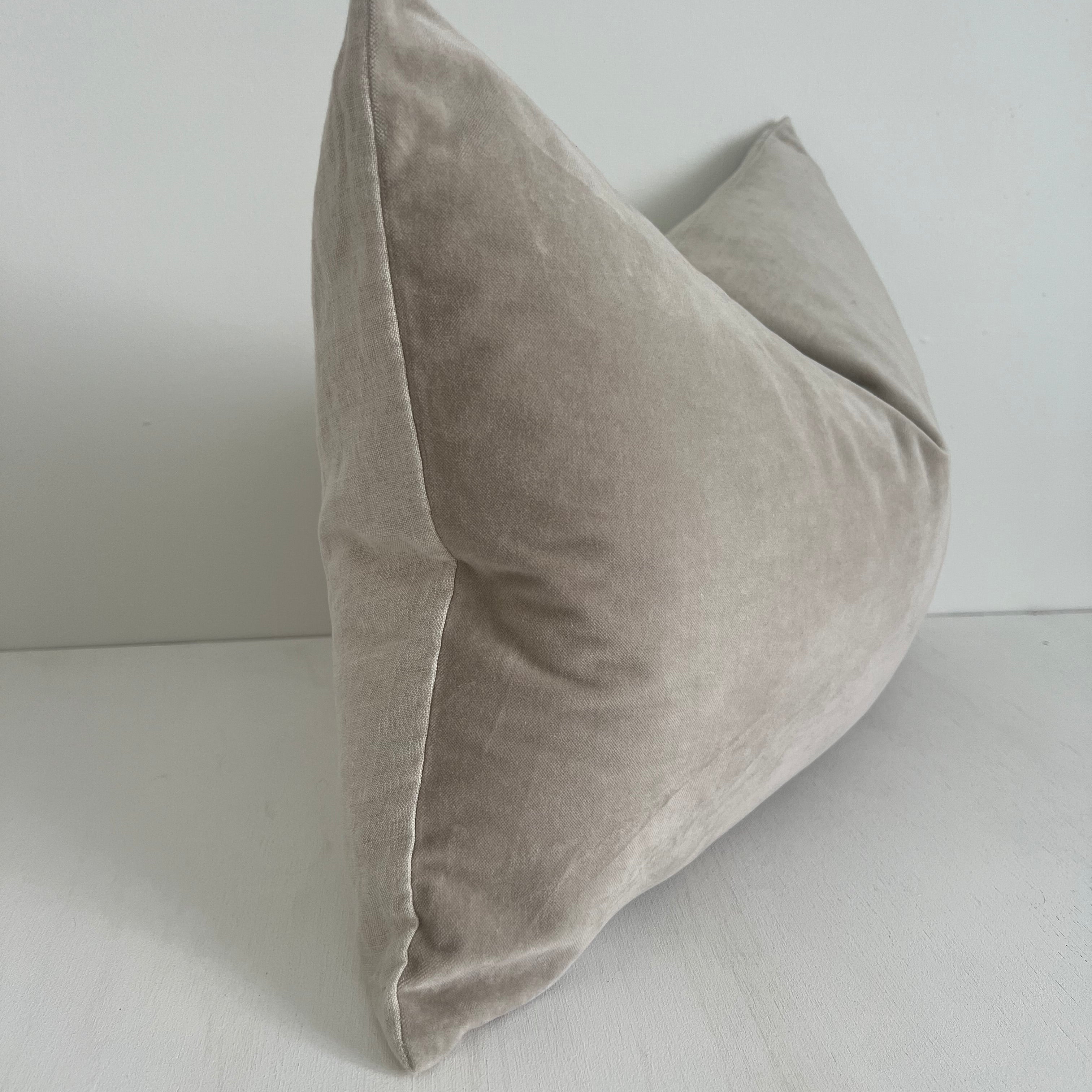 Issy Velvet Linen Rectangle Cushion - Dove Grey - Bulimba Home