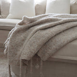 Bulimba home Beige Tassel throw rug