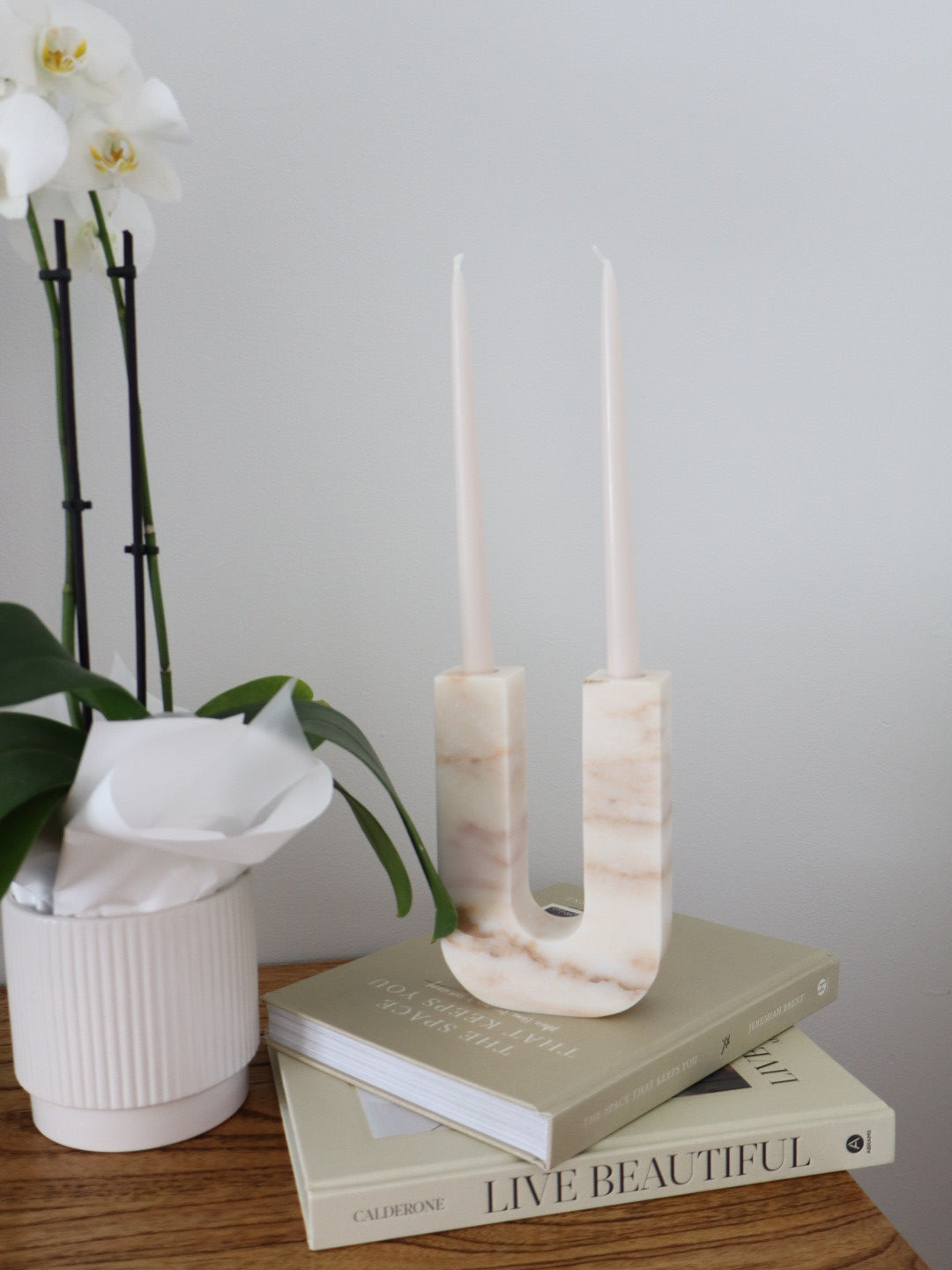 Bulimba Home calacatta marble candelabra