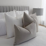 bulimba home dove grey and linen velvet cushions