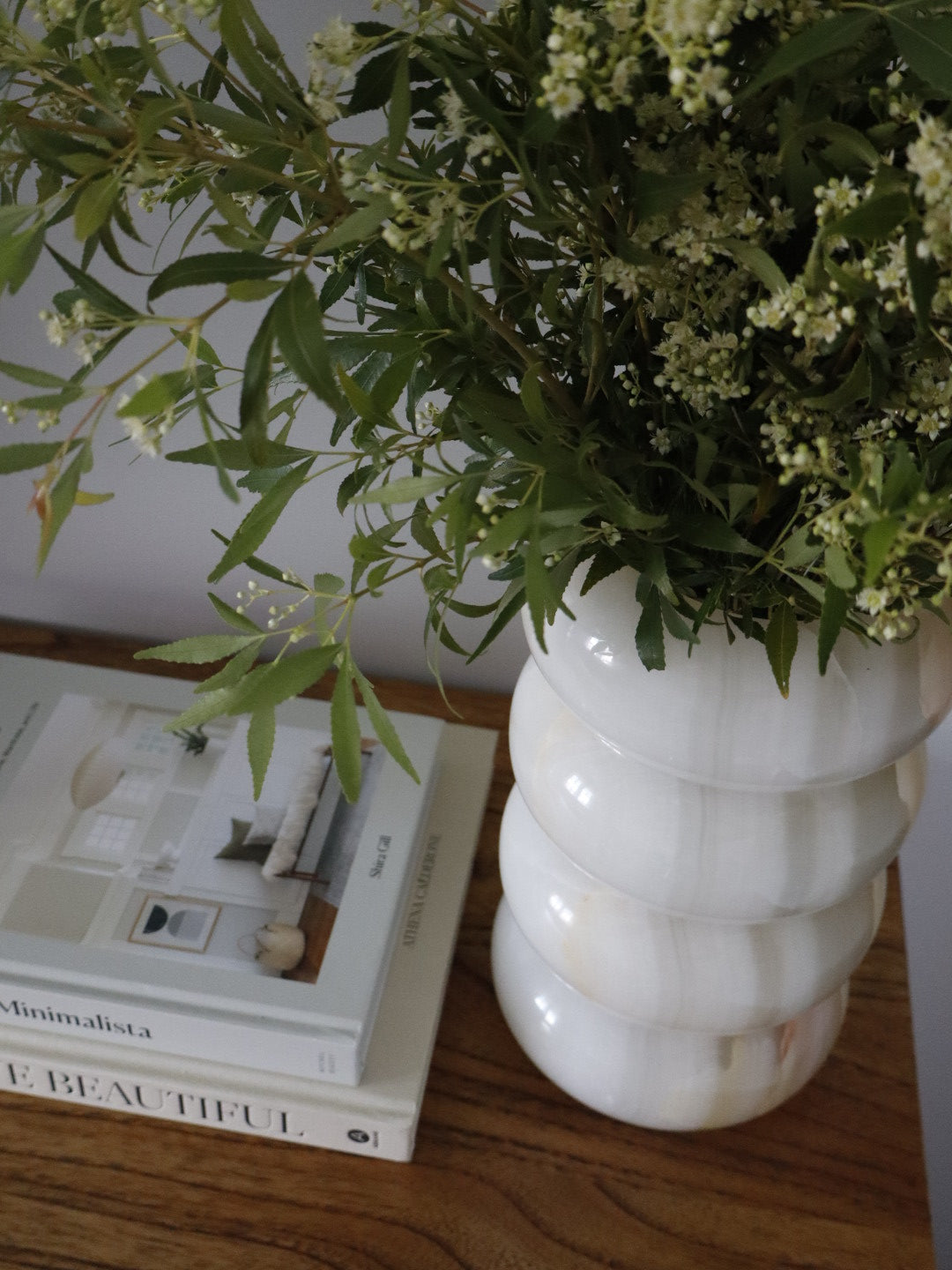 Bulimba home white onyx marble bubble vase