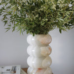 Bulimba home white onyx marble bubble vase