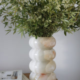 Bulimba home white onyx marble bubble vase