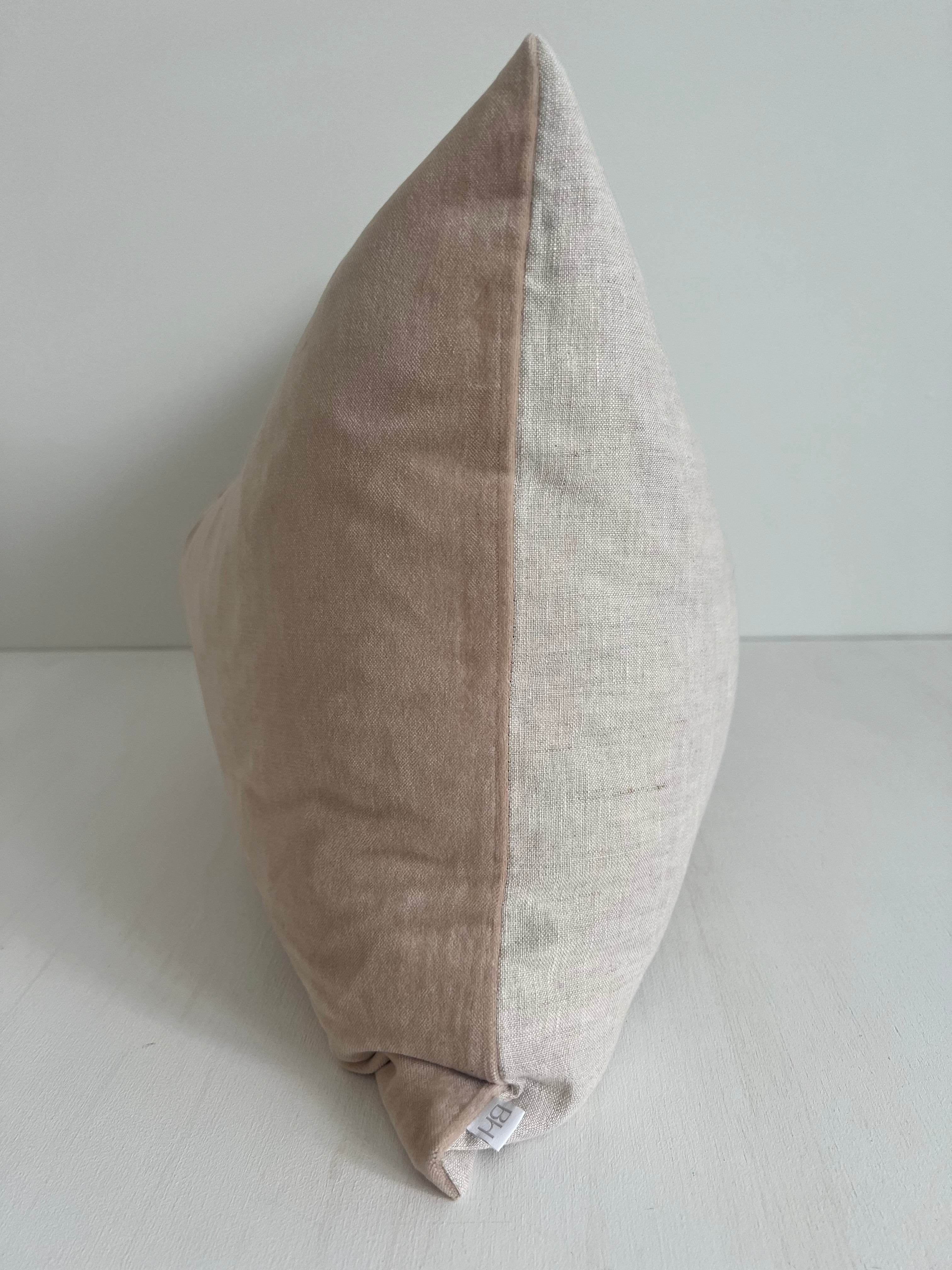 Issy Velvet Linen Rectangle Cushion - Sand - Bulimba Home