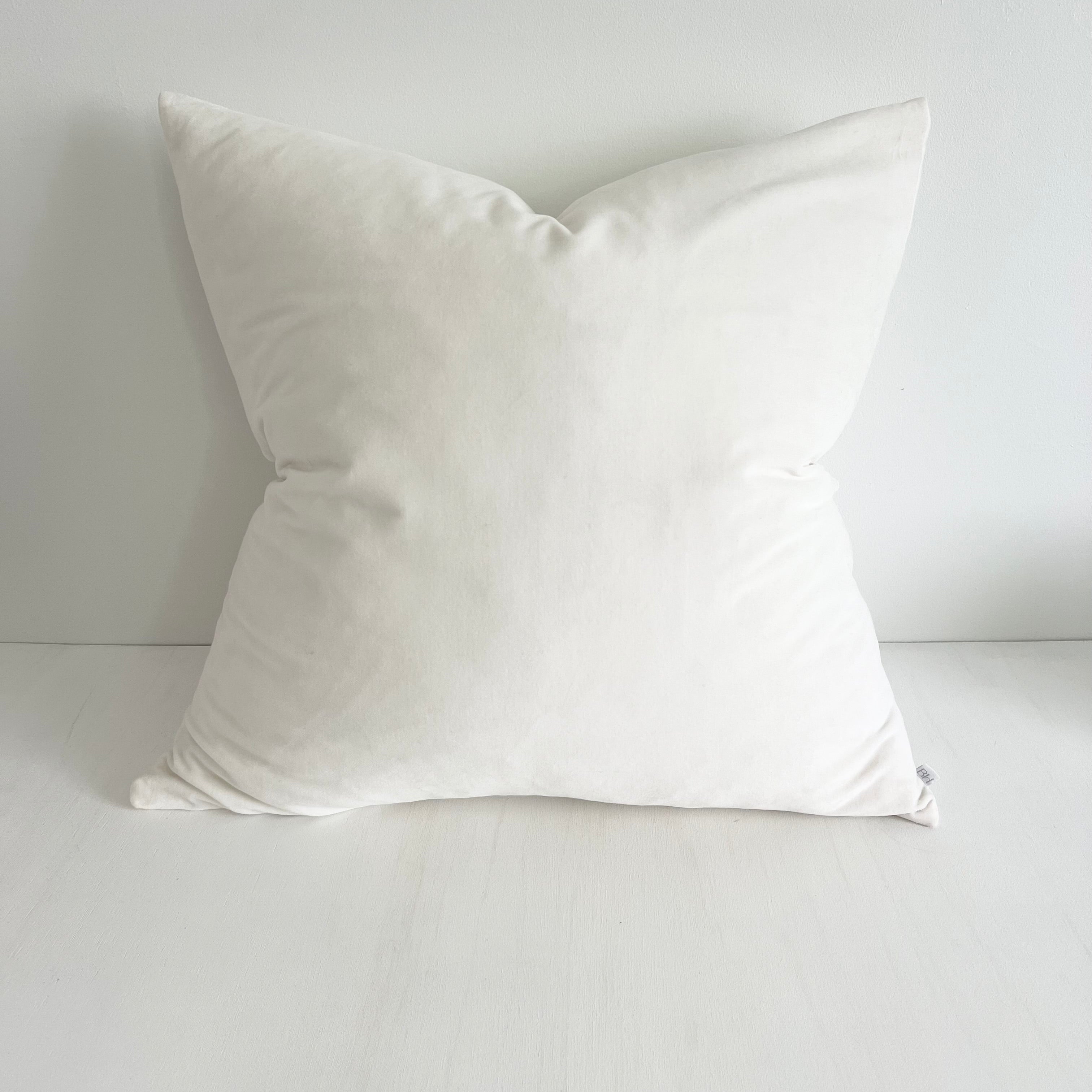 Issy Velvet Linen Cushion - White - Bulimba Home