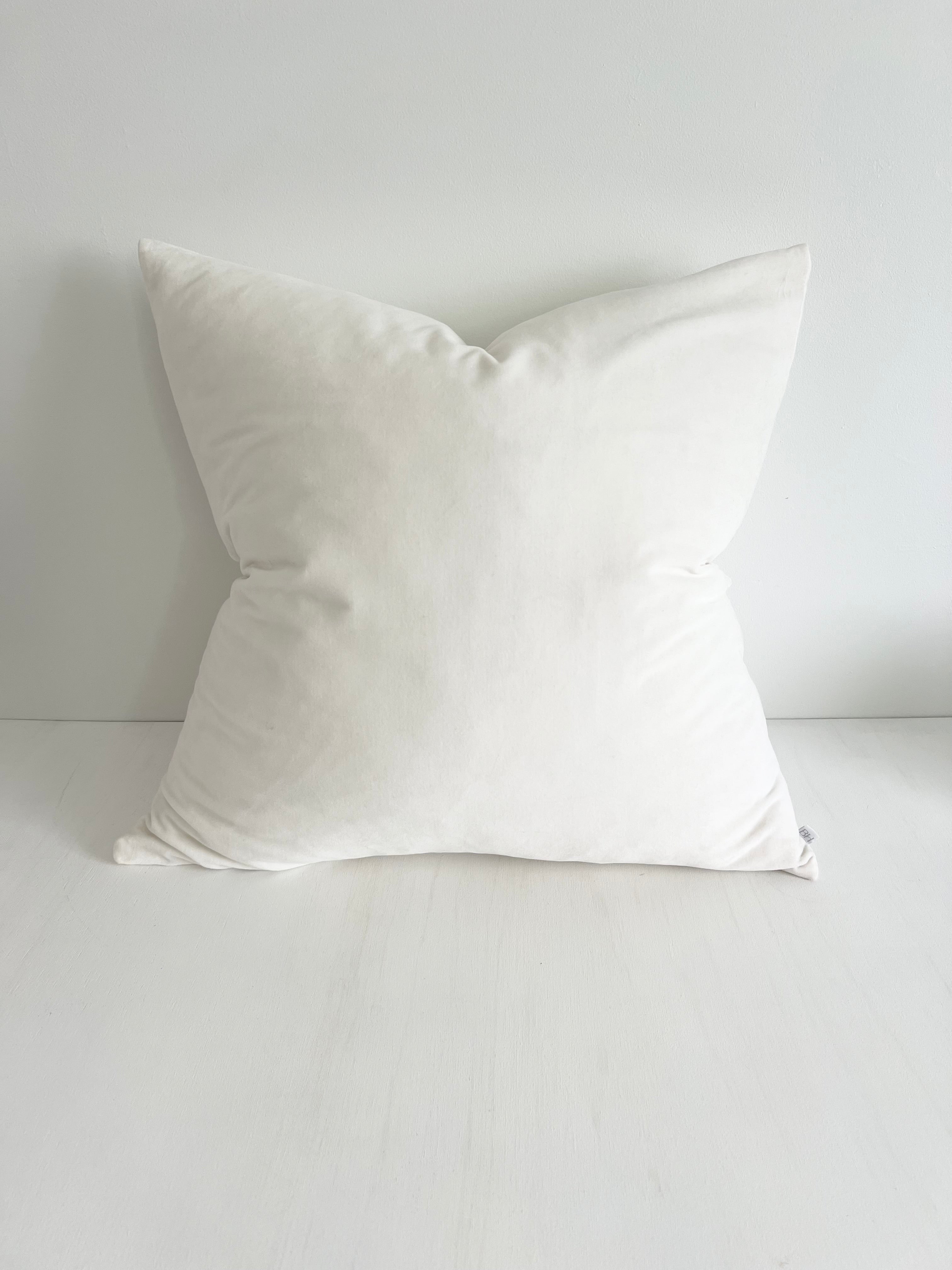Issy Velvet Linen Cushion - White - Bulimba Home