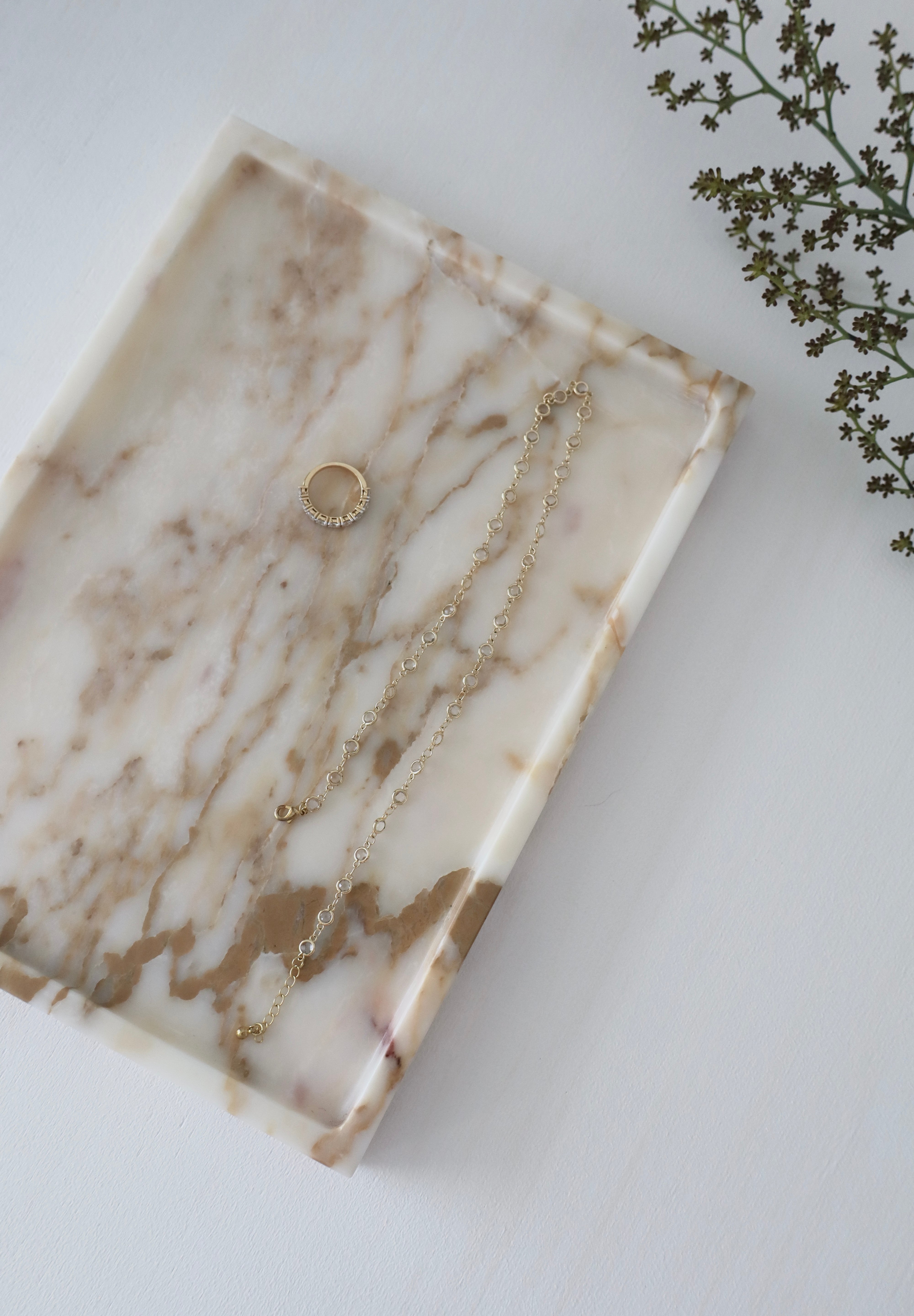 Bulimba home calacatta brown decorative marble tray