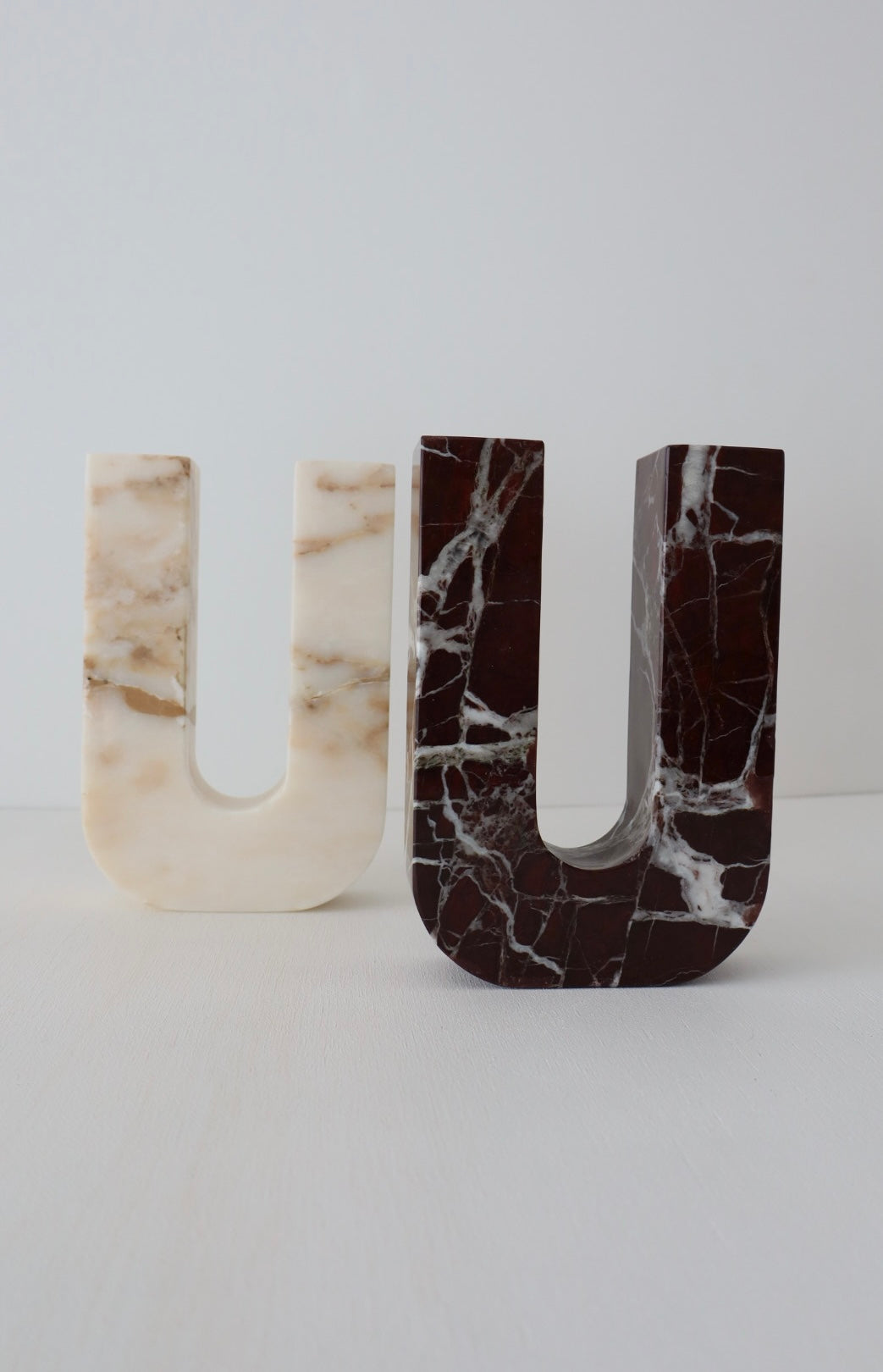 Candelabra calacatta marble and rosso levanto