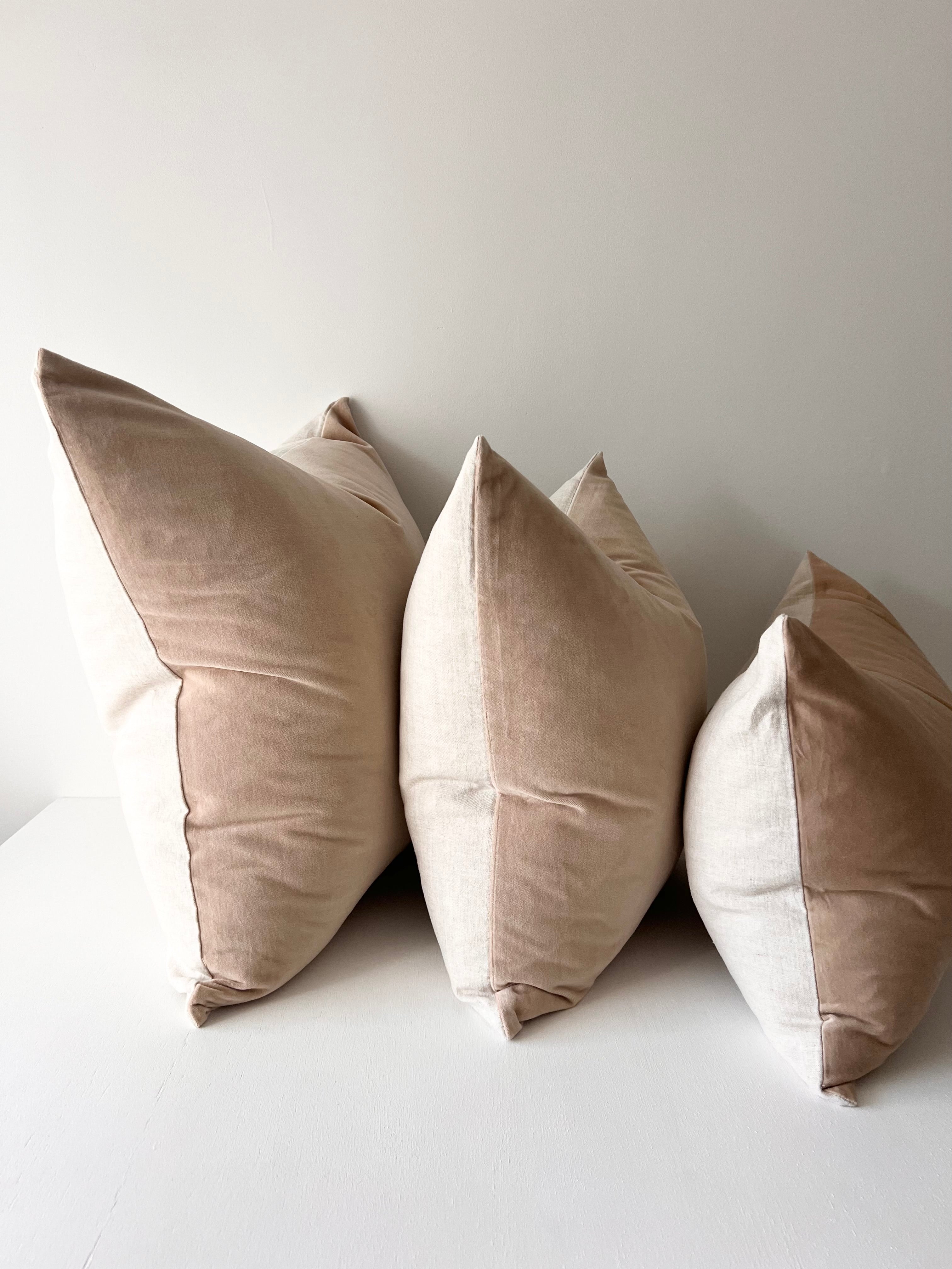 Issy Velvet Linen Cushion - Sand - Bulimba Home