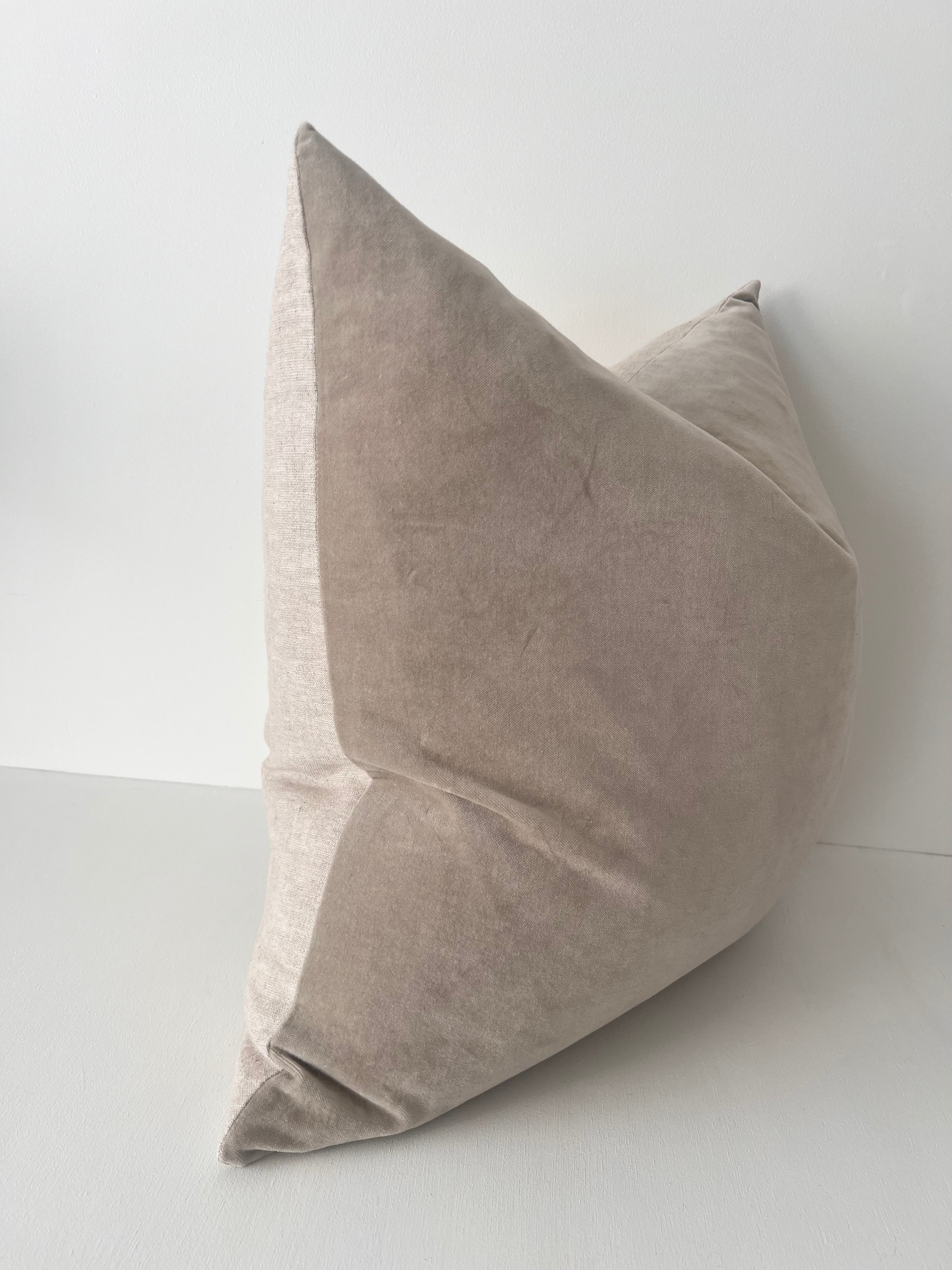 Issy Velvet Linen Cushion - Dove Grey - Bulimba Home