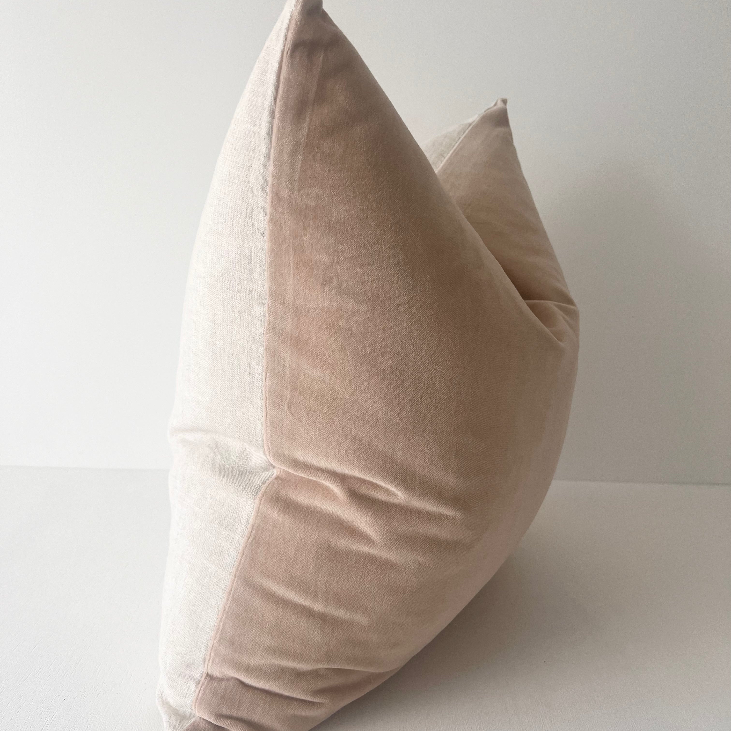 Issy Velvet Linen Cushion - Sand - Bulimba Home