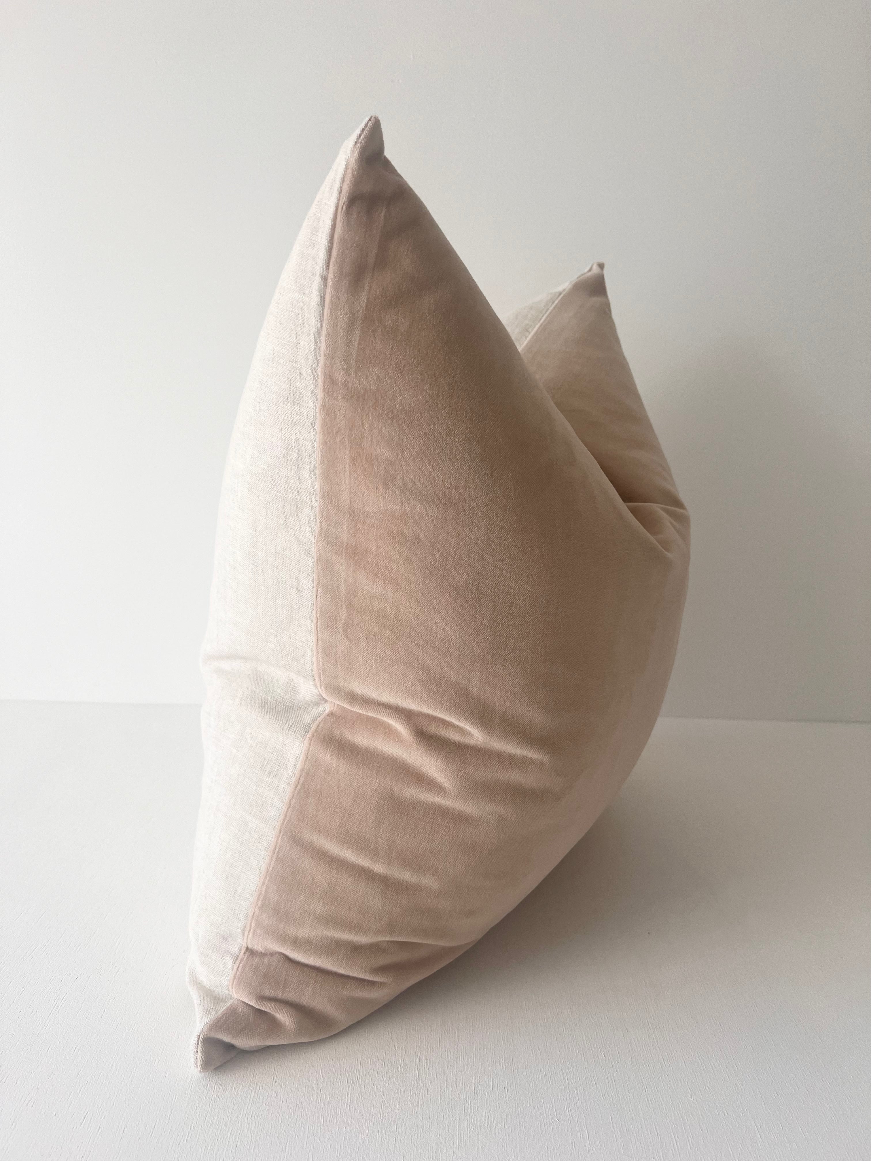 Issy Velvet Linen Cushion - Sand - Bulimba Home