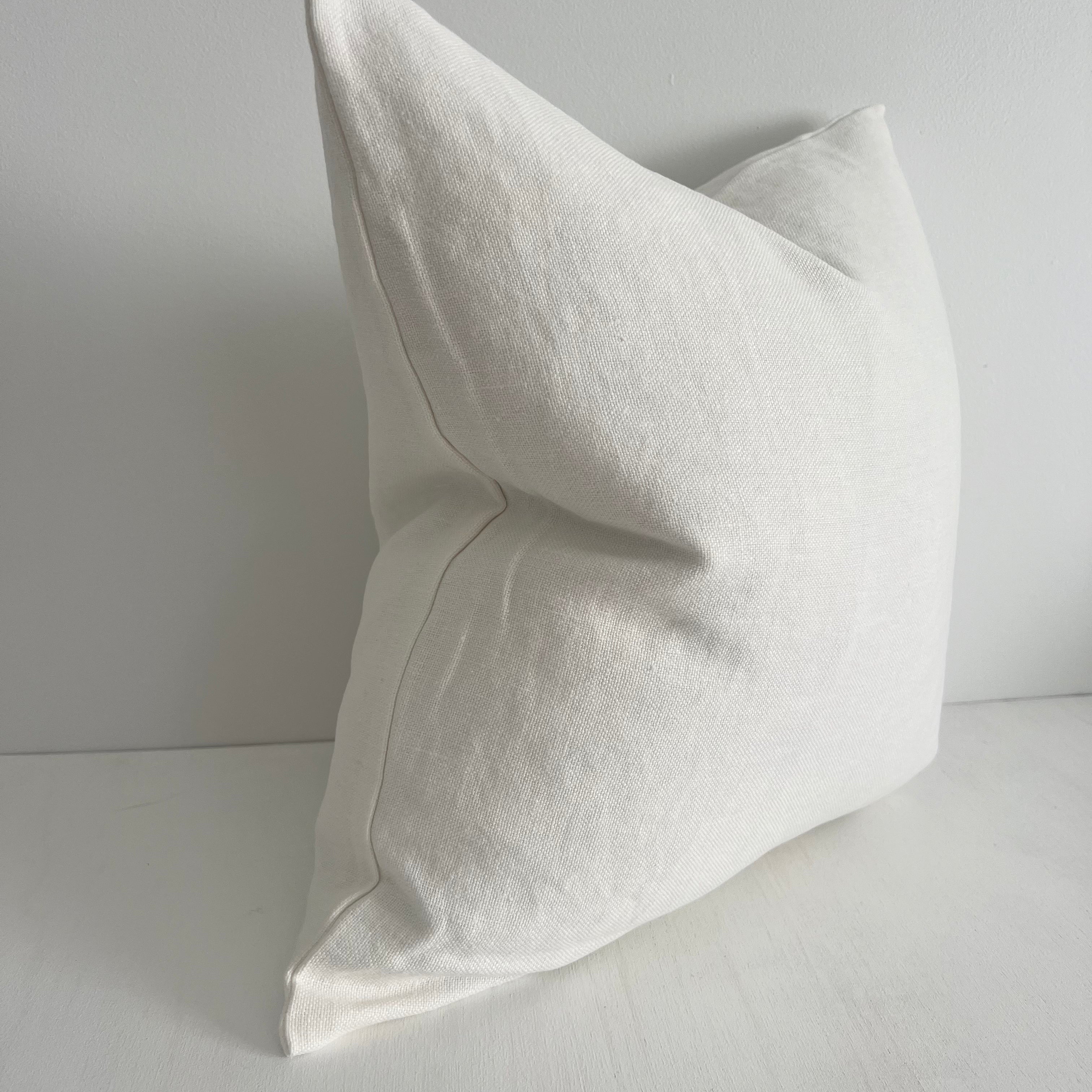 May White Heavy Linen Cushion - Bulimba Home