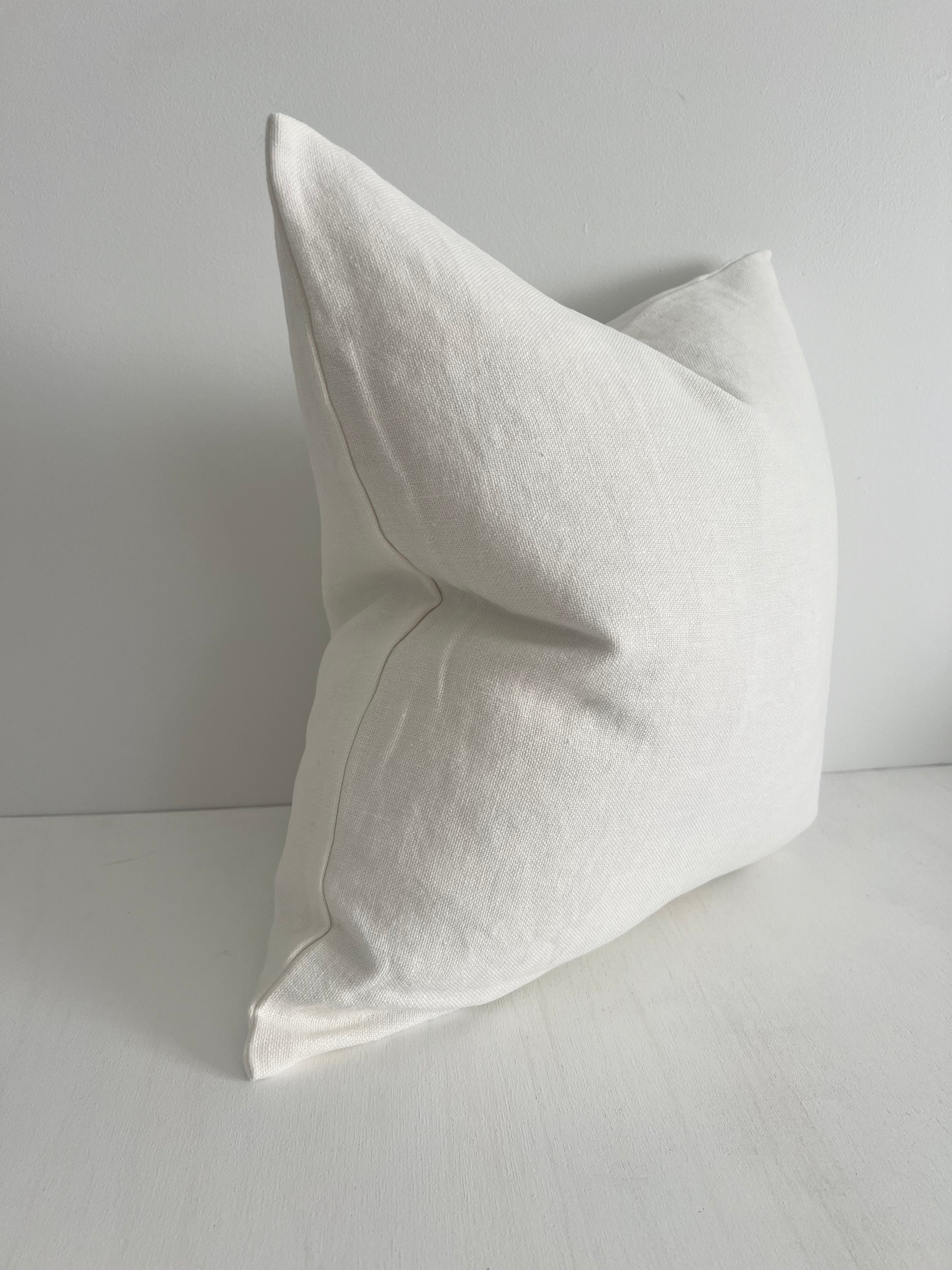 May White Heavy Linen Cushion - Bulimba Home