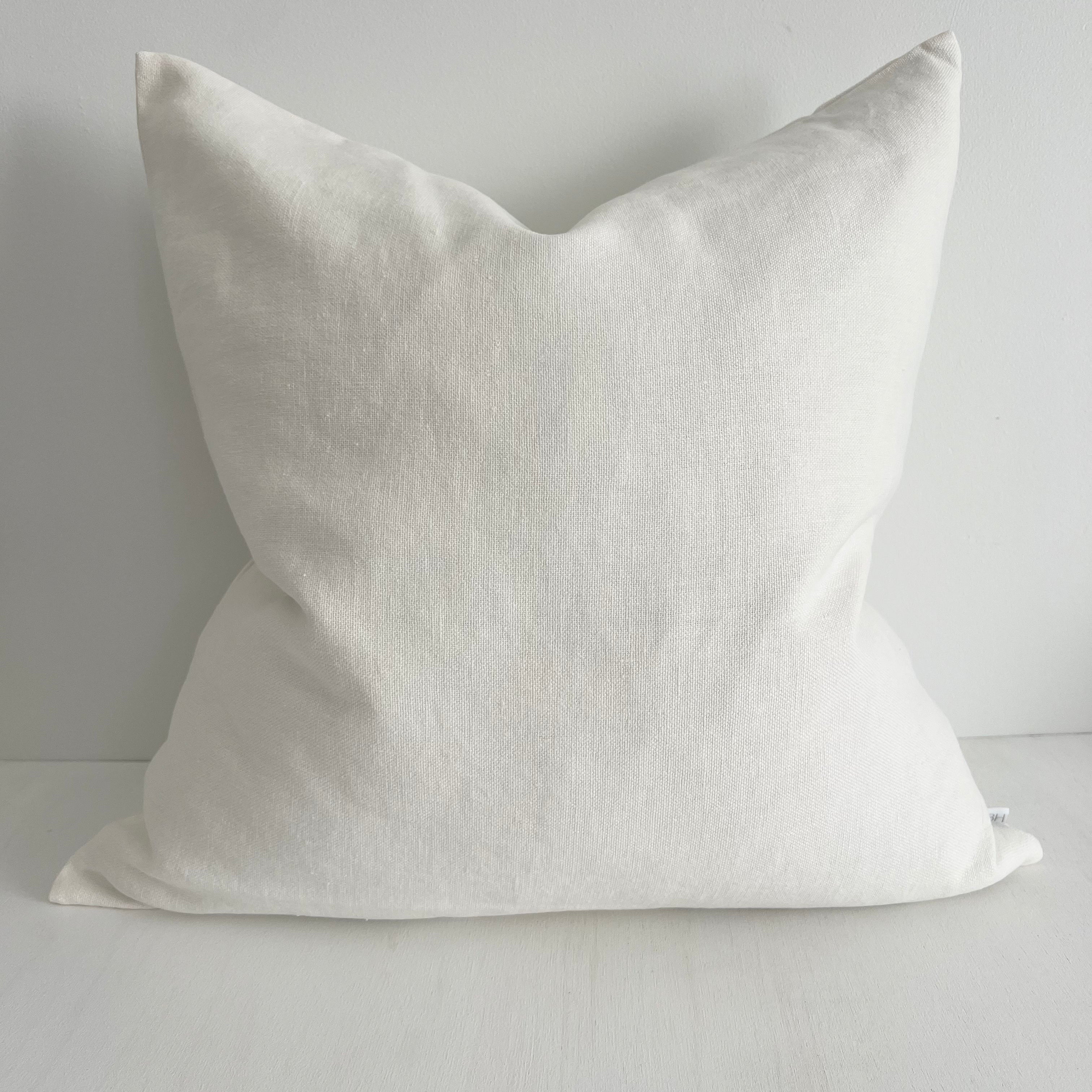 May White Heavy Linen Cushion - Bulimba Home