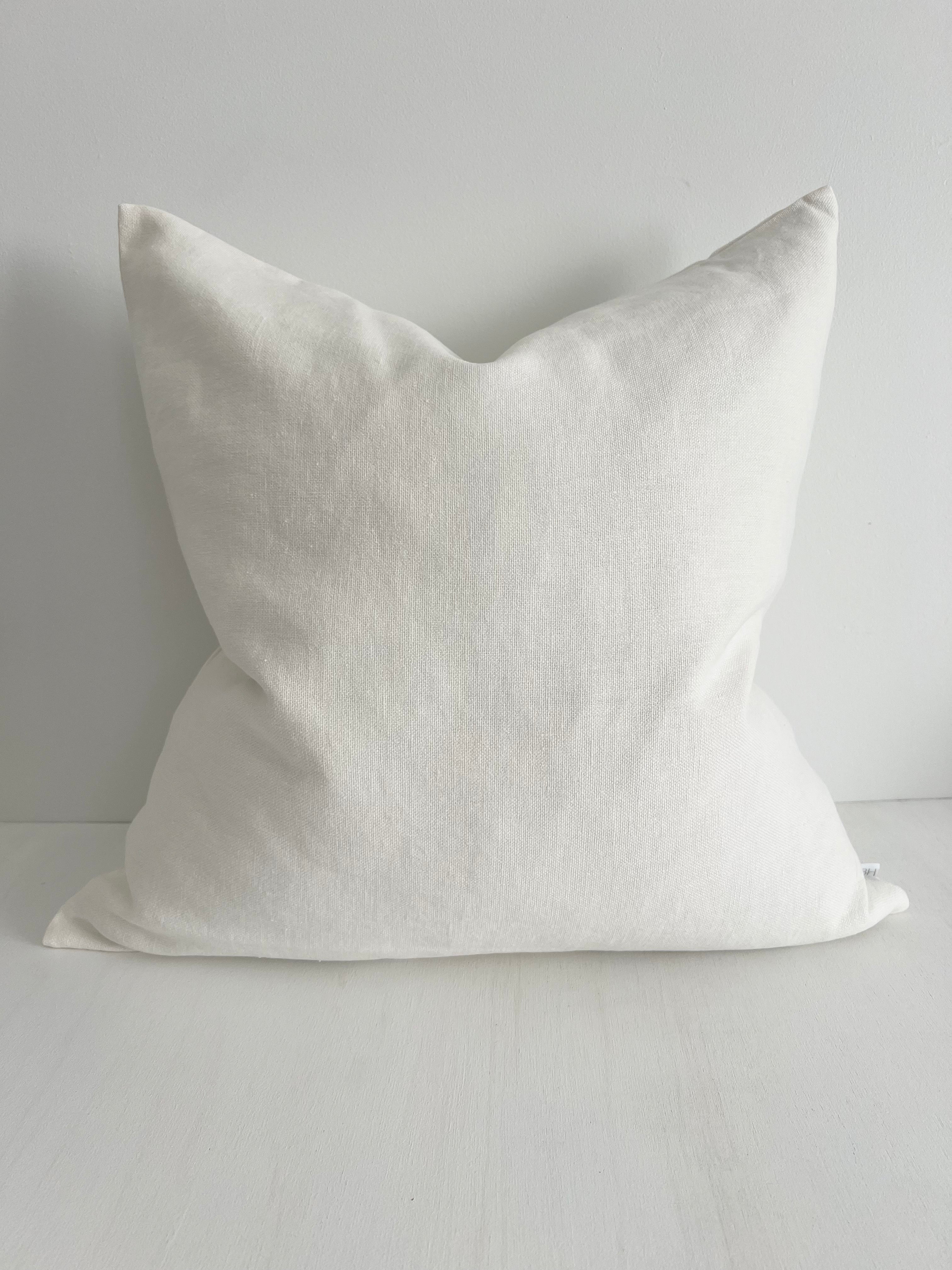 May White Heavy Linen Cushion - Bulimba Home
