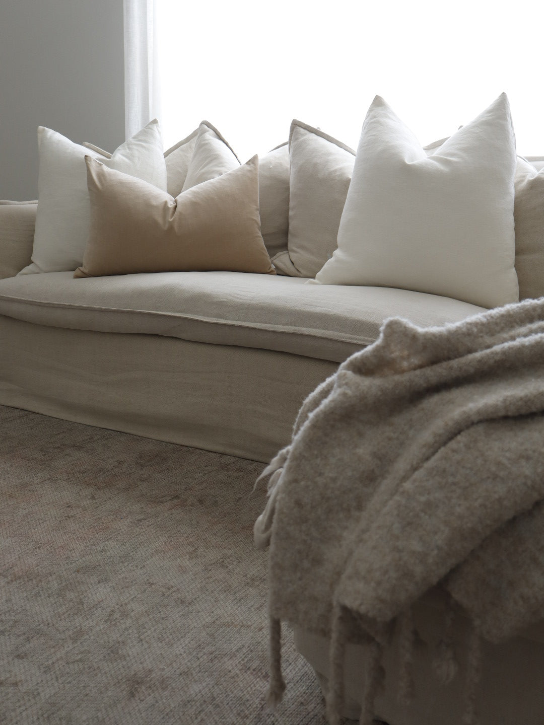 Issy Velvet Linen Rectangle Cushion - Sand - Bulimba Home