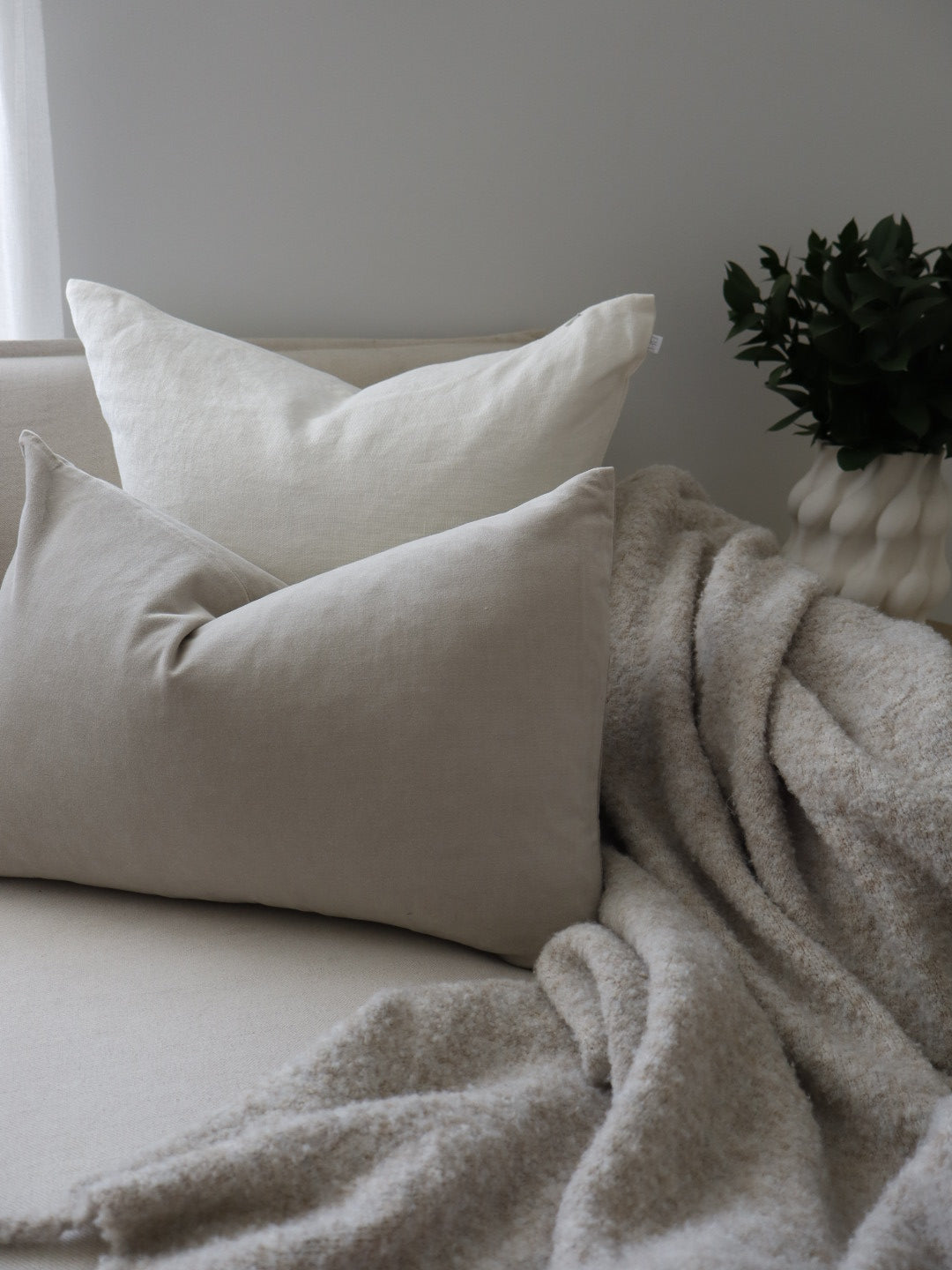 Issy Velvet Linen Rectangle Cushion - Dove Grey - Bulimba Home