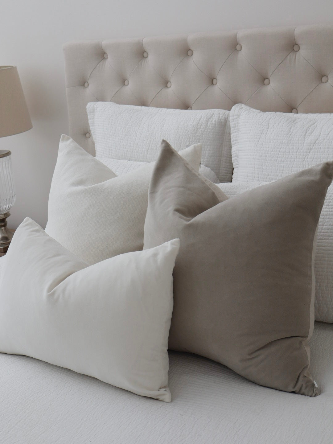 Issy Velvet Linen Cushion - Dove Grey - Bulimba Home