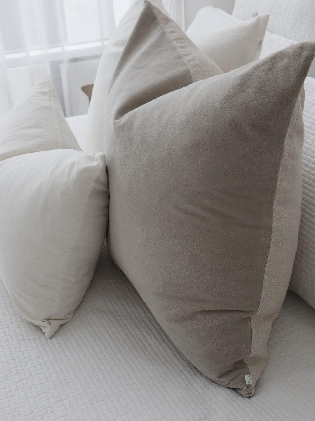 Issy Velvet Linen Cushion - Dove Grey - Bulimba Home