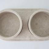 bulimba home marble beige food pet bowl and tray set
