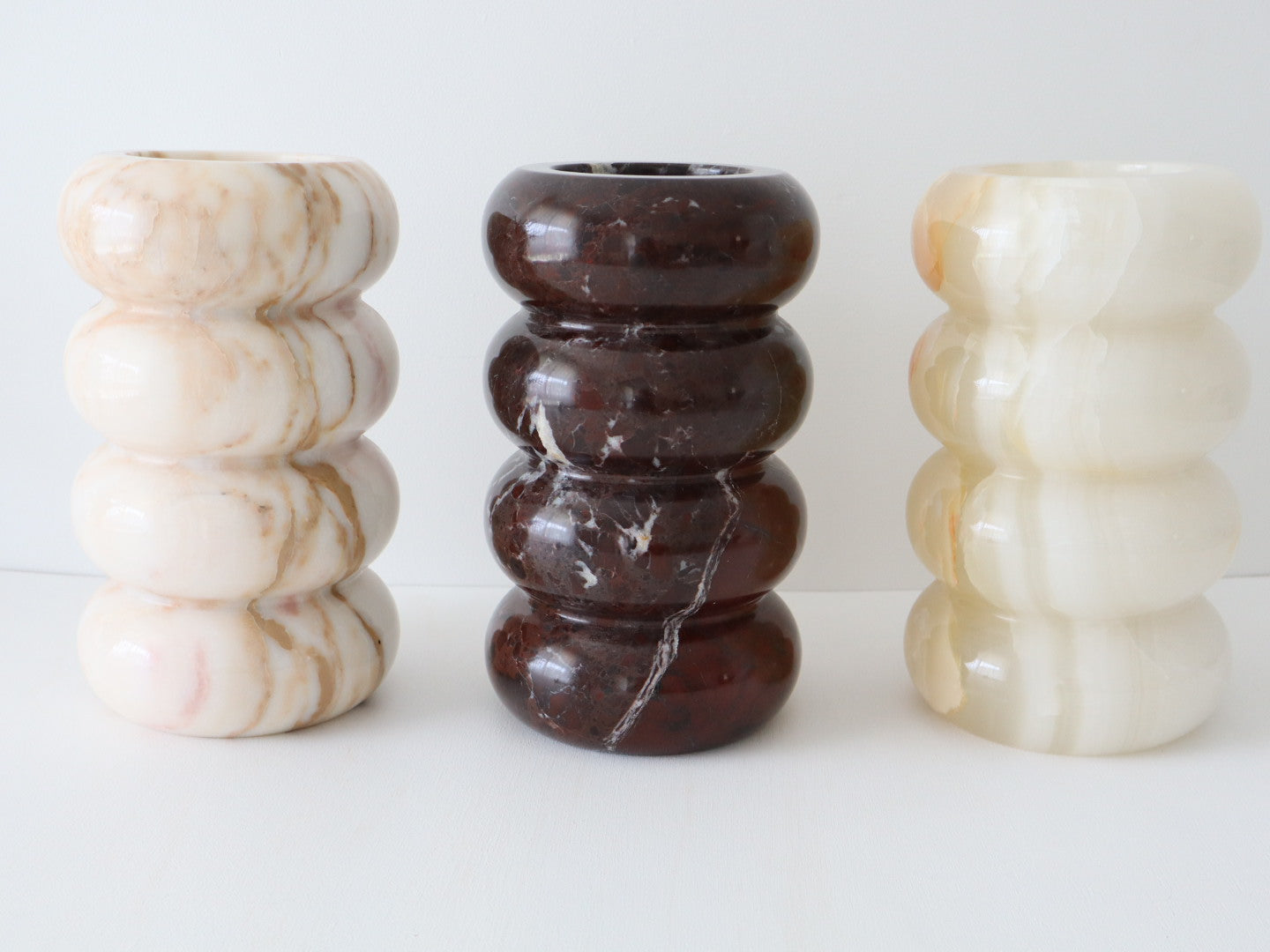 Bulimba home white onyx, rosso levanto and calacatta brown marble bubble vase