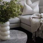 Bulimba home white onyx marble bubble vase, tassle throw rug and cushions