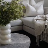 Bulimba home white onyx marble bubble vase, tassle throw rug and cushions