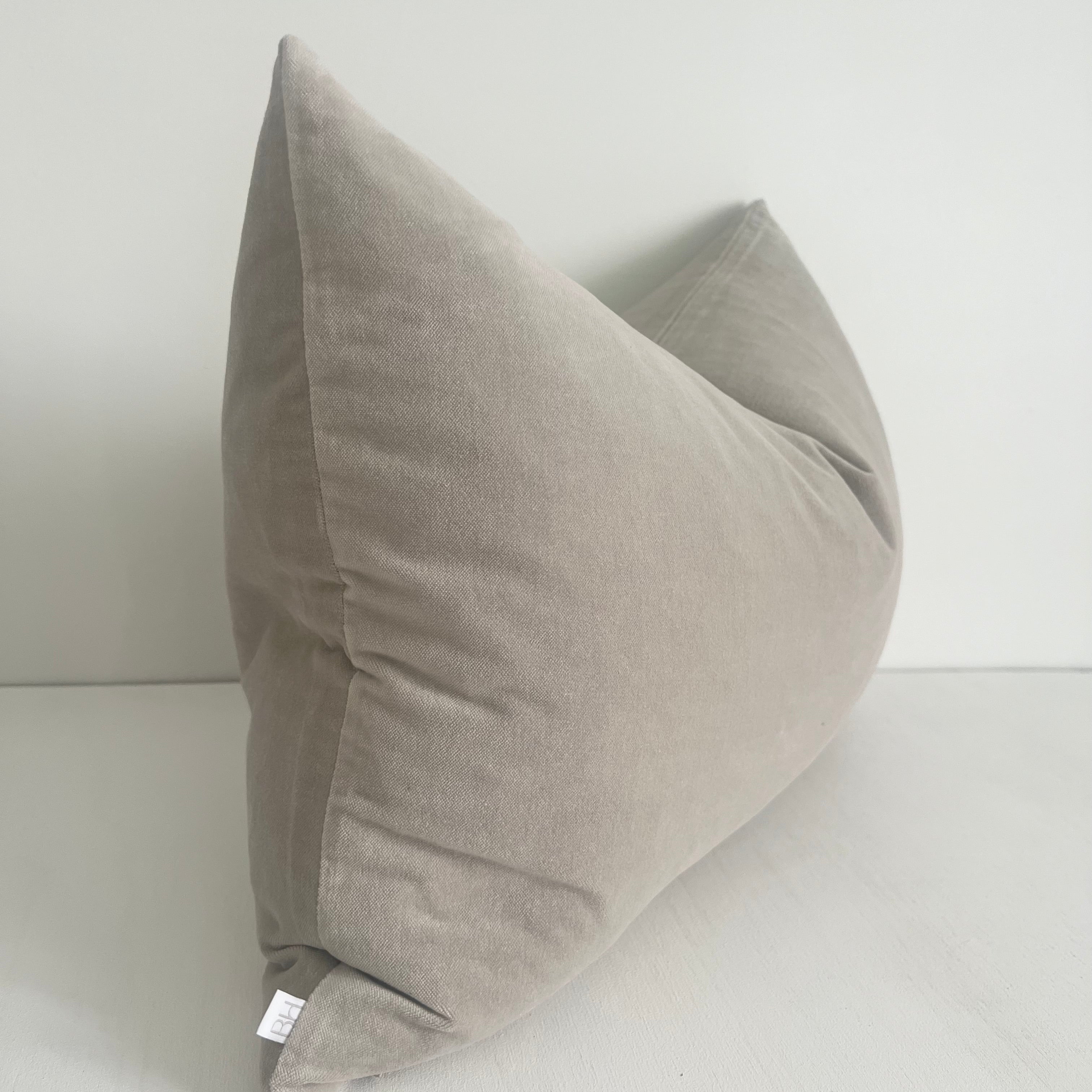 bulimba home elke velvet rectangle cushion in dove grey with duck feather pillow insert