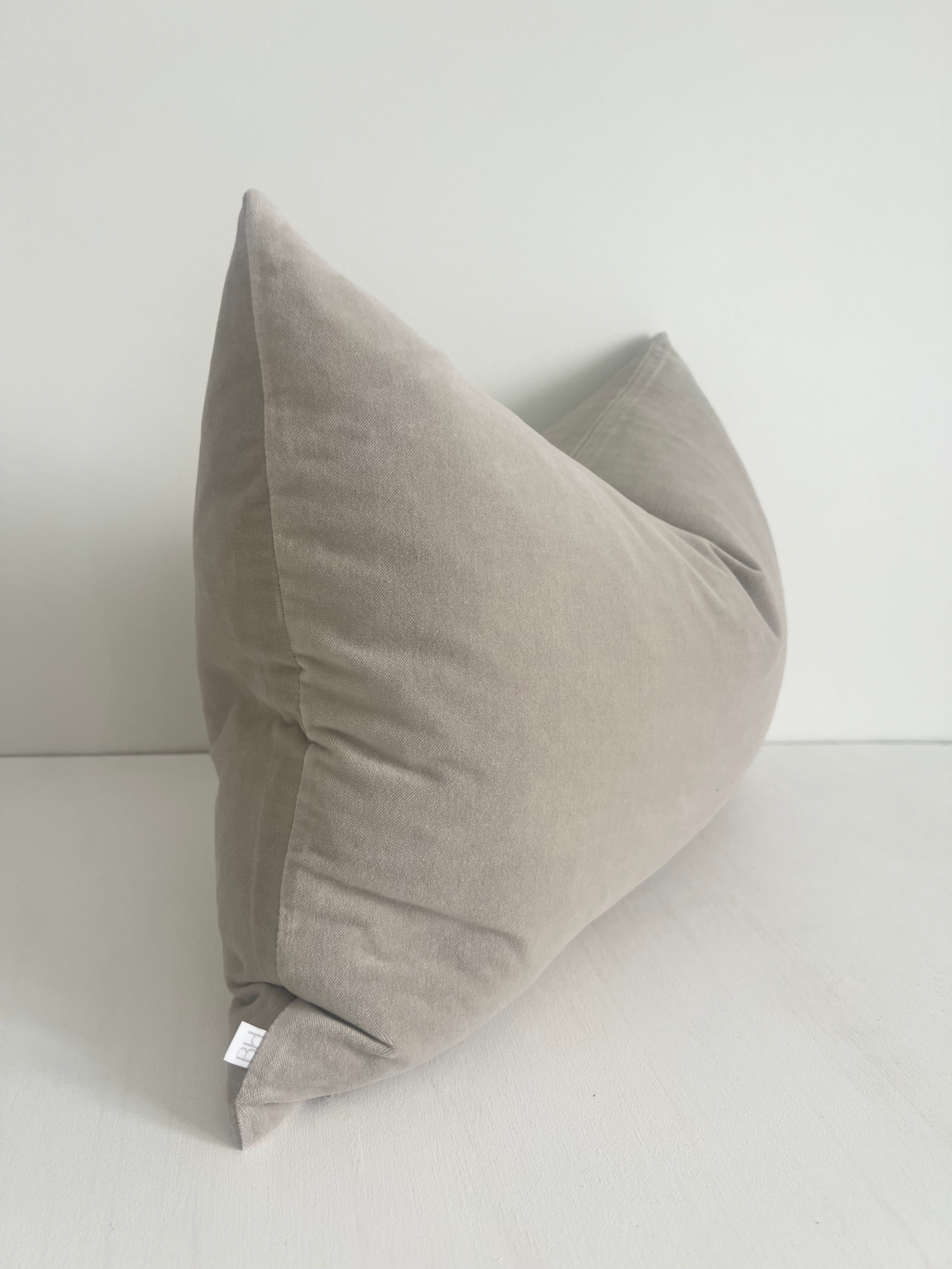 bulimba home elke velvet rectangle cushion in dove grey with duck feather pillow insert