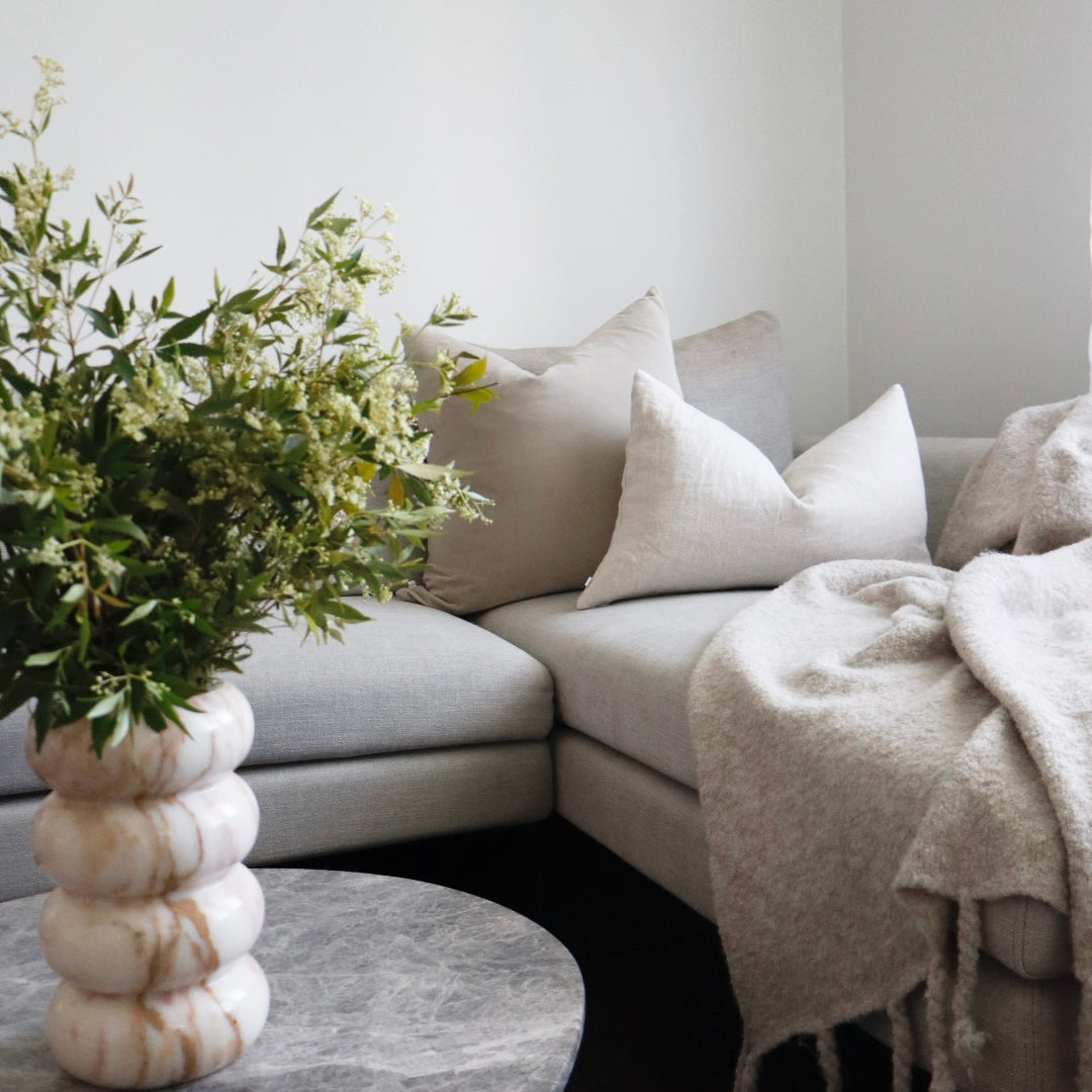Bulimba home marble bubble vase, throw rug and cushions/pillows