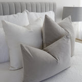bulimba home elke velvet rectangle cushion in dove grey with duck feather pillow insert