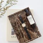 Bulimba home dark emperador decorative marble tray for jewellery, tv remotes or perfumes.