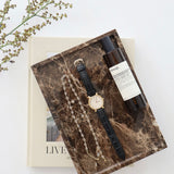 Bulimba home dark emperador decorative marble tray for jewellery, tv remotes or perfumes.