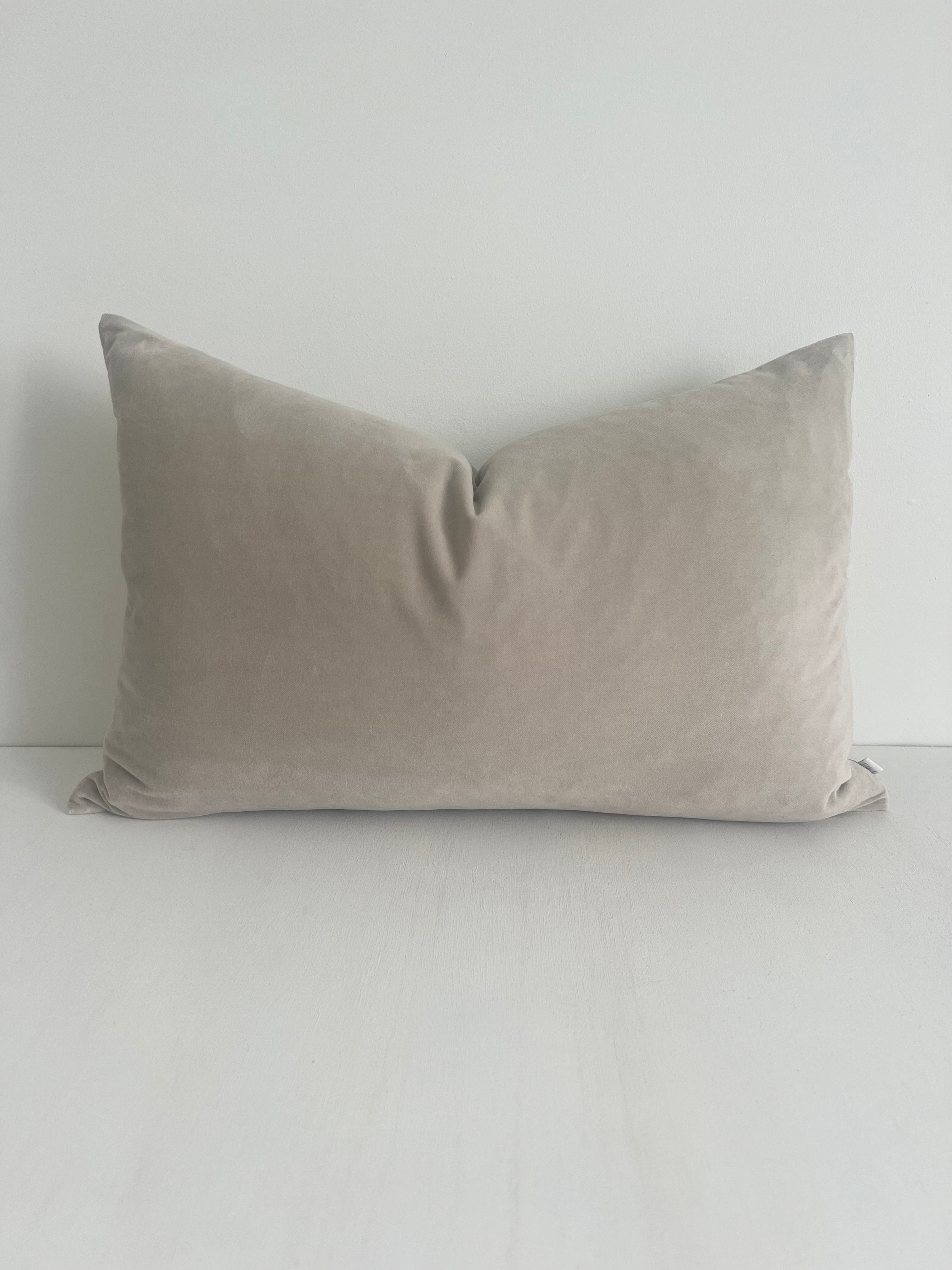 elke velvet rectangle cushion in dove grey