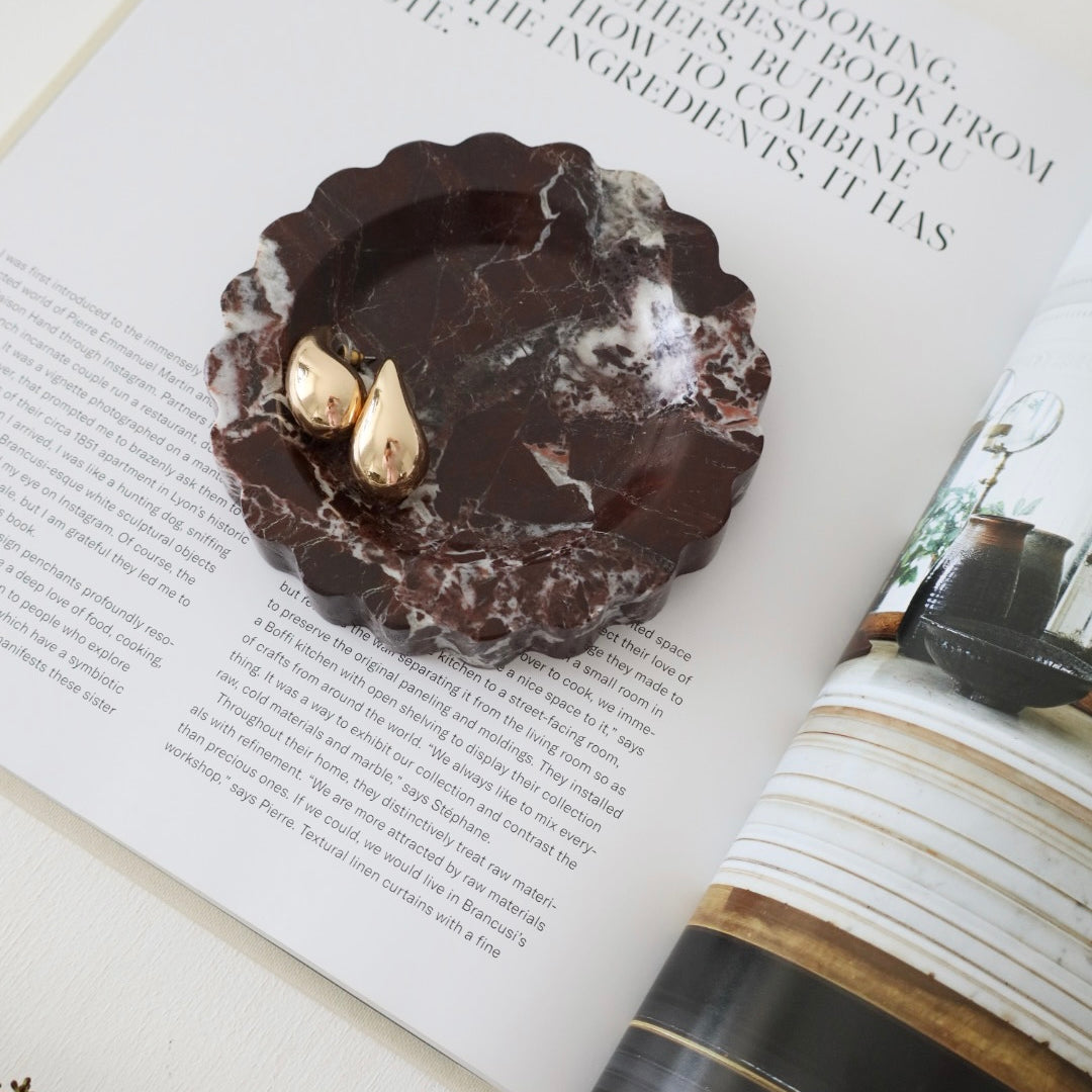 Bulimba home marble scallop edge jewellery dish or tray.