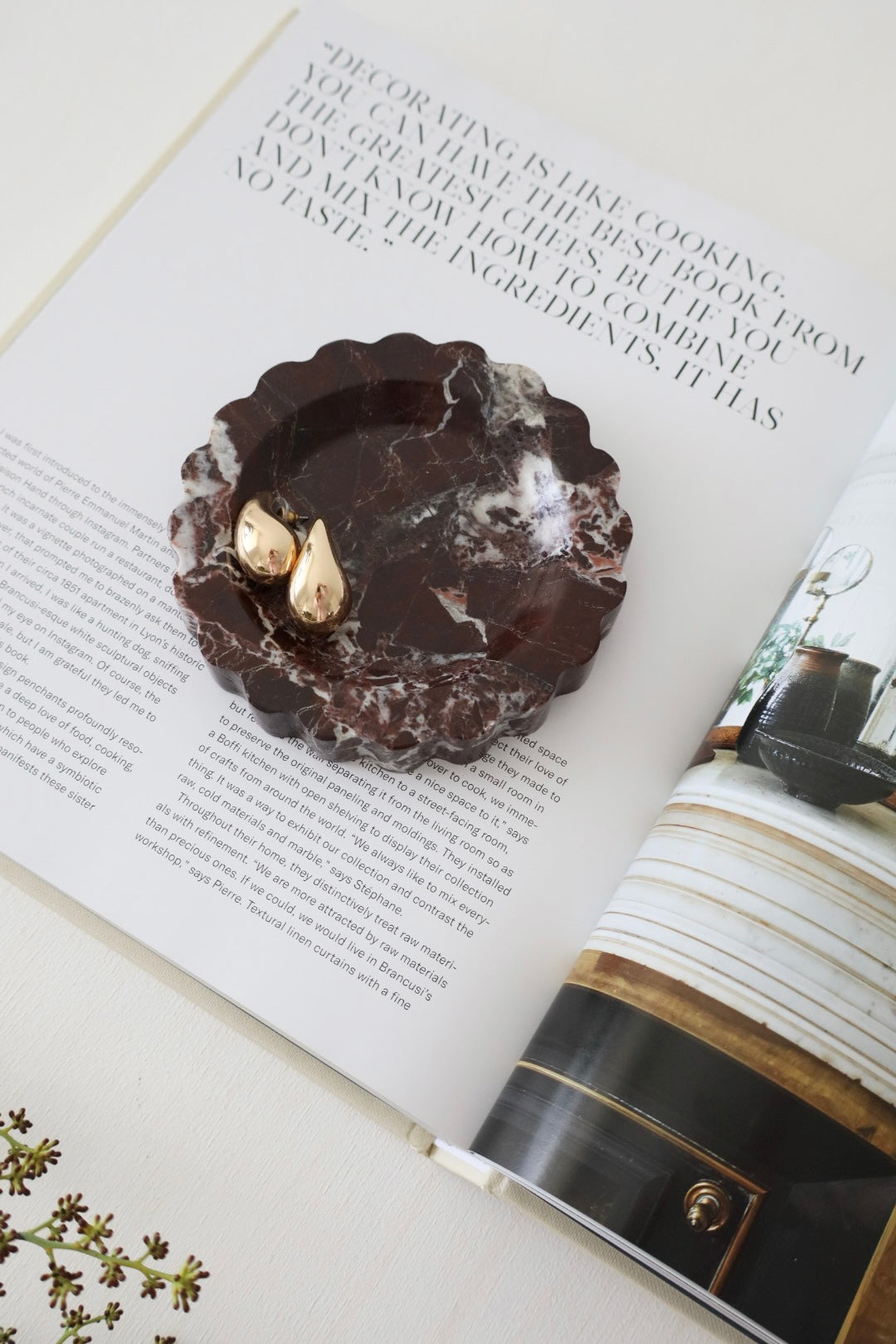 Bulimba home marble scallop edge jewellery dish or tray.