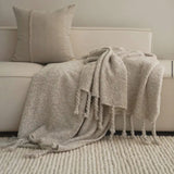 Bulimba home Beige Tassel throw rug 