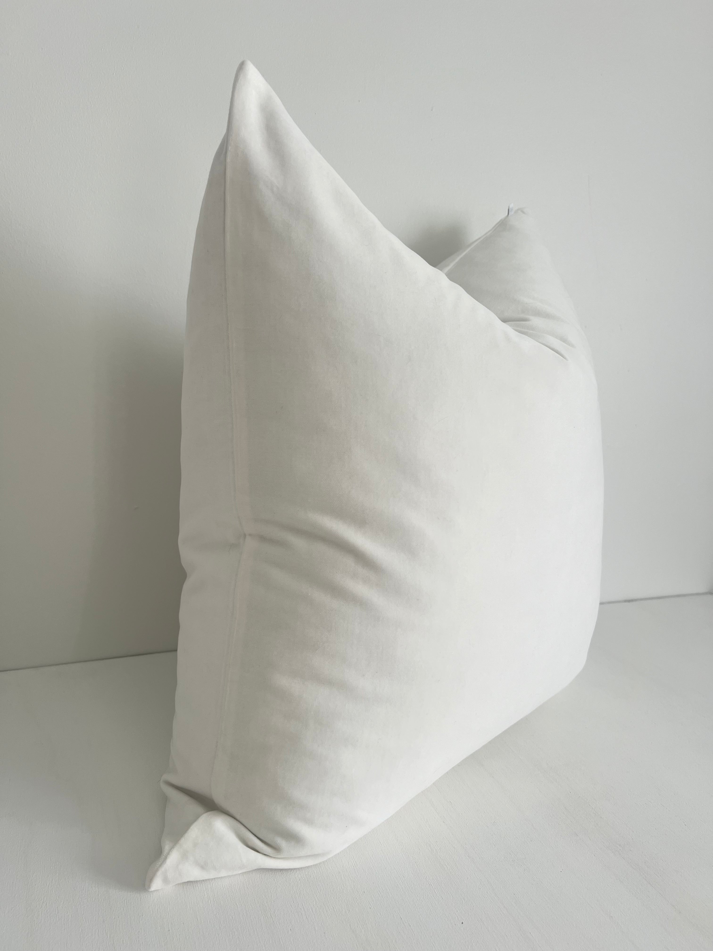 Issy Velvet Linen Cushion - White - Bulimba Home