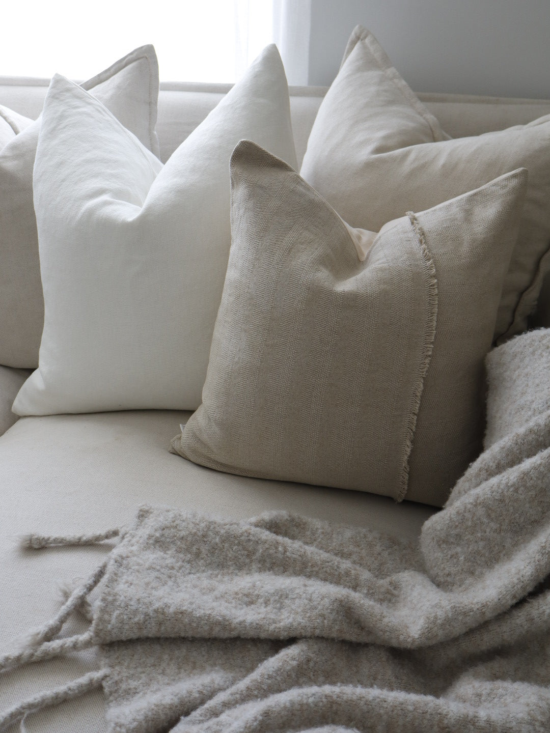 May White Heavy Linen Cushion - Bulimba Home