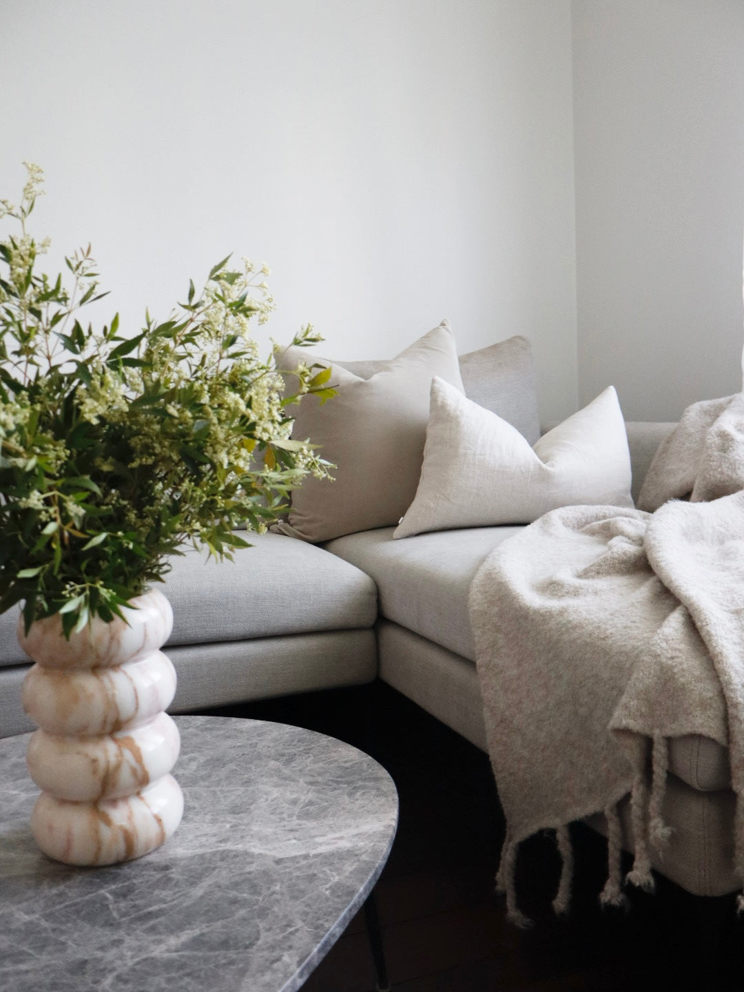 Bulimba home marble bubble vase, throw rug and cushions/pillows